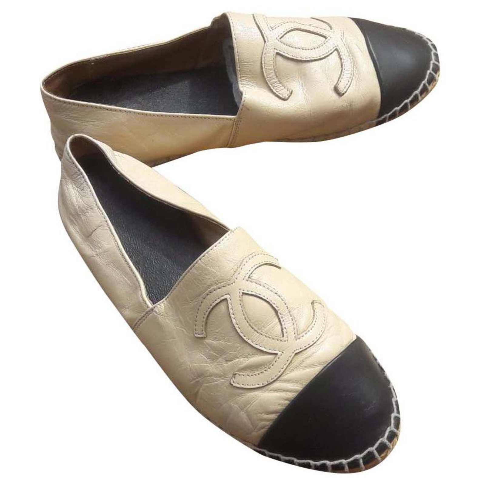 Chanel Ballet Flats Beige Leather Ref.188853 - Joli Closet