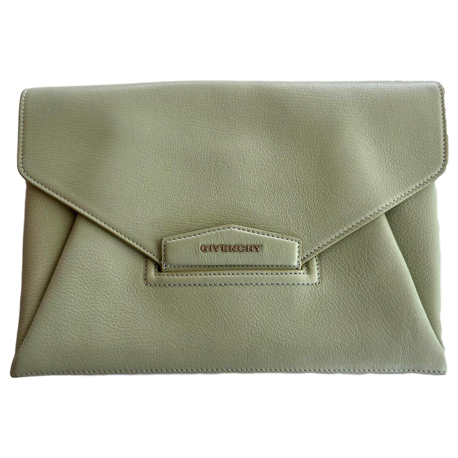 light green clutch bag