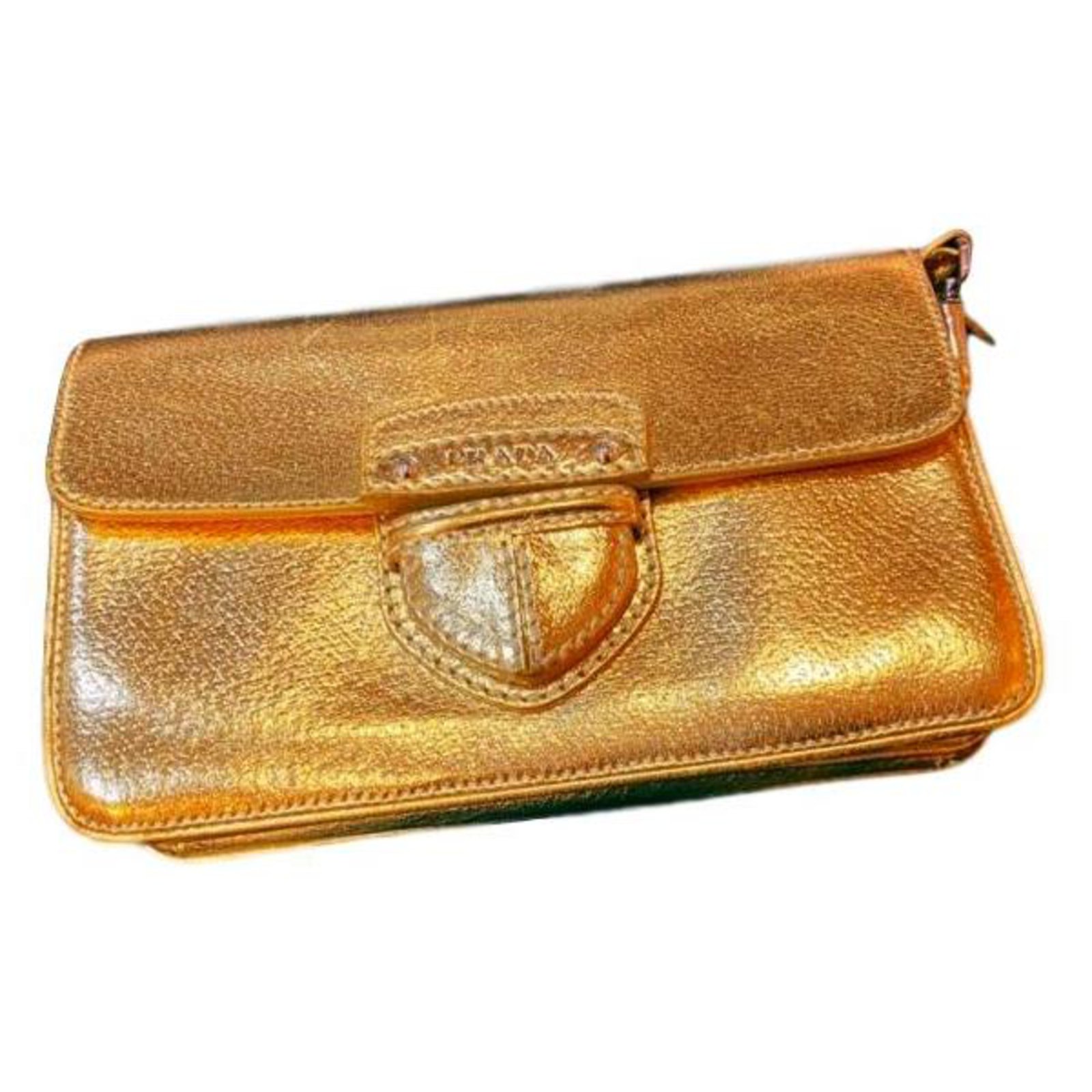 Prada Prada Gold Metallic Crossbody Bag 