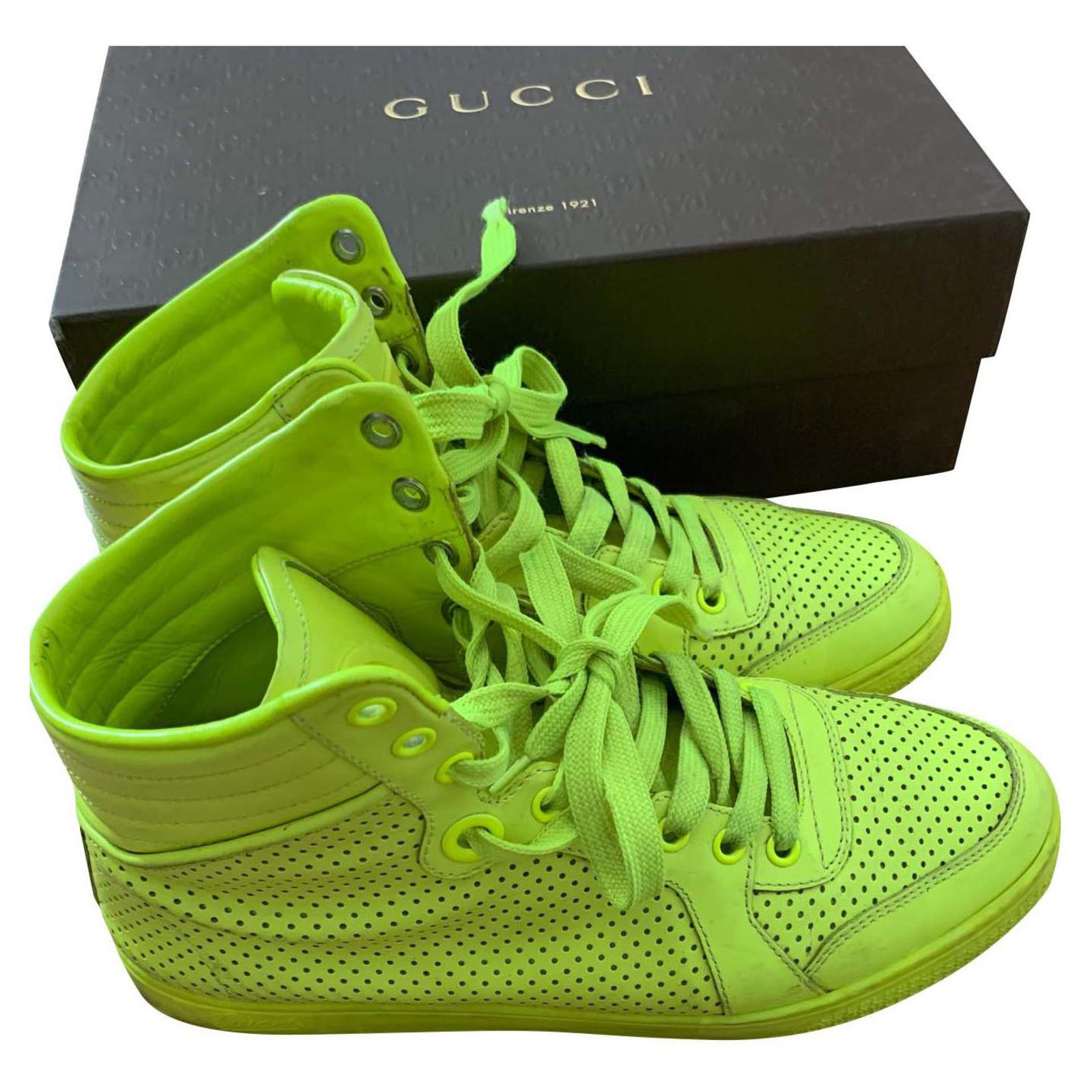 Gucci Neon Yellow Leather Rhyton Sneakers Size 39 Gucci | TLC