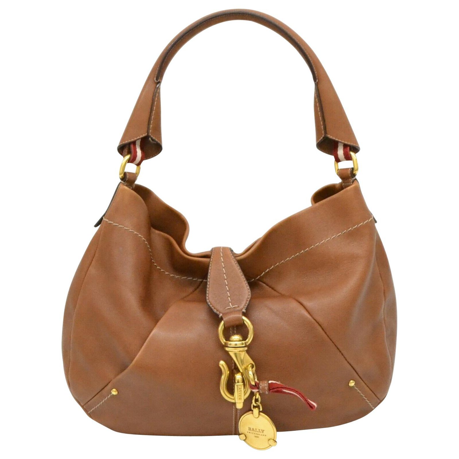 bally brown leather bolsa
