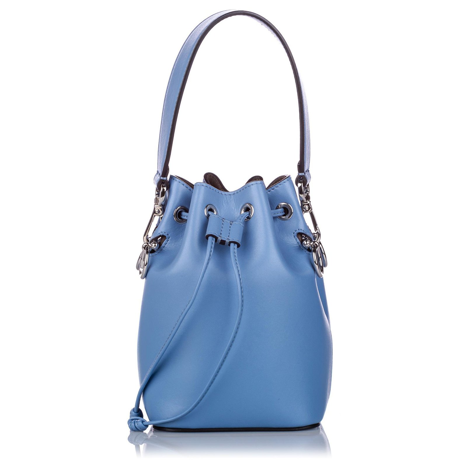 Fendi Blue Mini Mon Tresor Bucket Bag Leather Pony-style calfskin  ref.190707 - Joli Closet