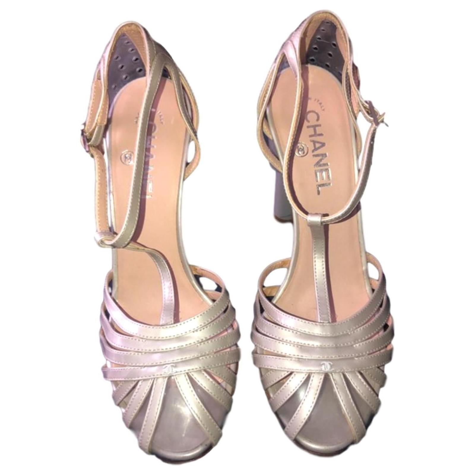grey patent sandals