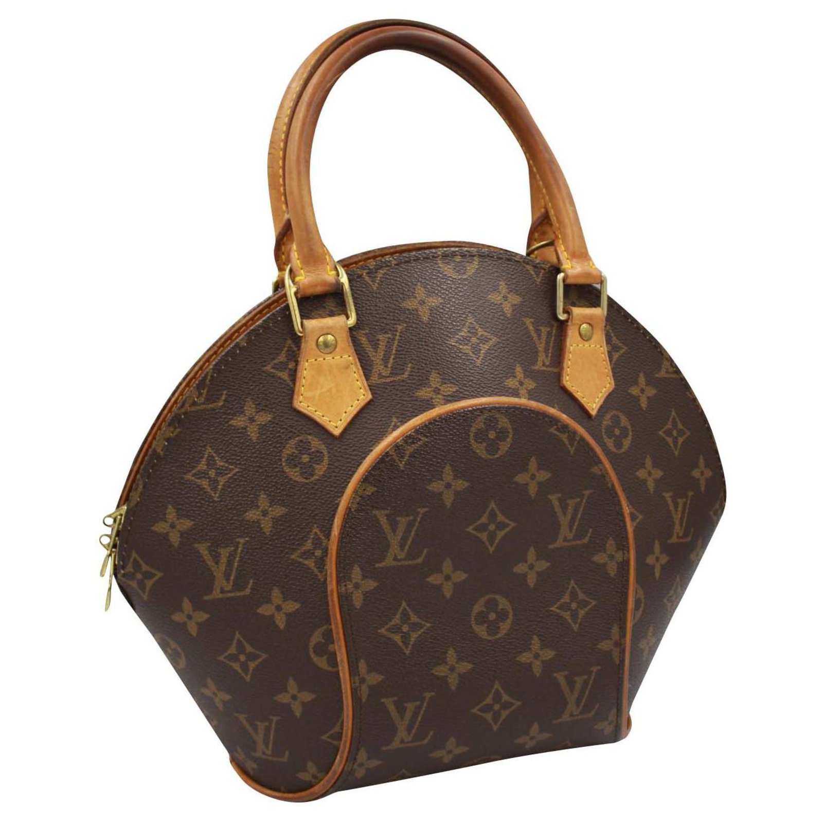 Louis Vuitton Vintage Brown monogram Canvas and Natural Leather Satchel Bag