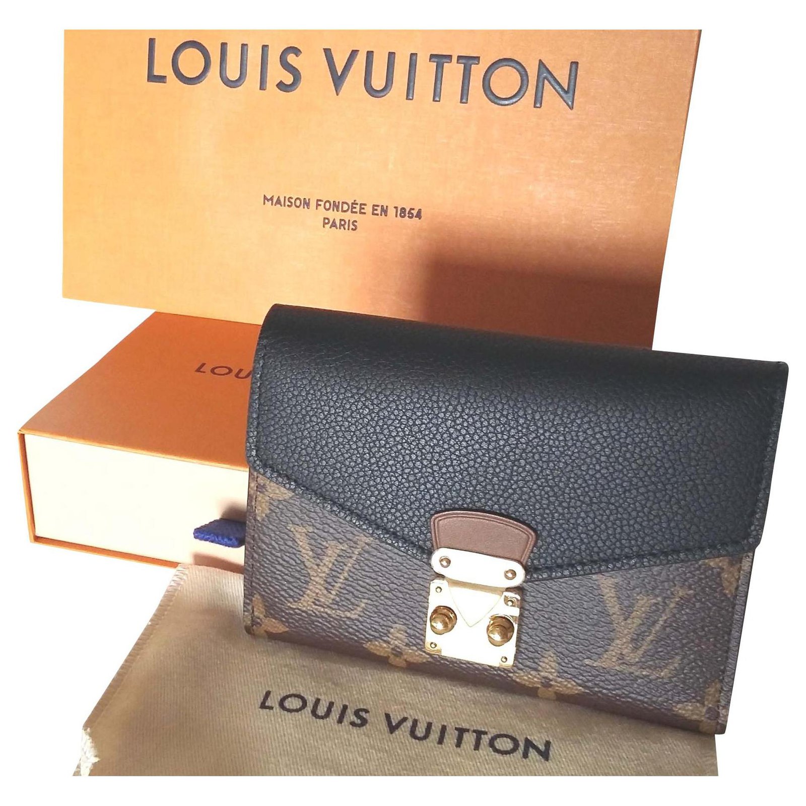 Louis Vuitton Black Monogram Canvas And Leather Pallas Wallet at