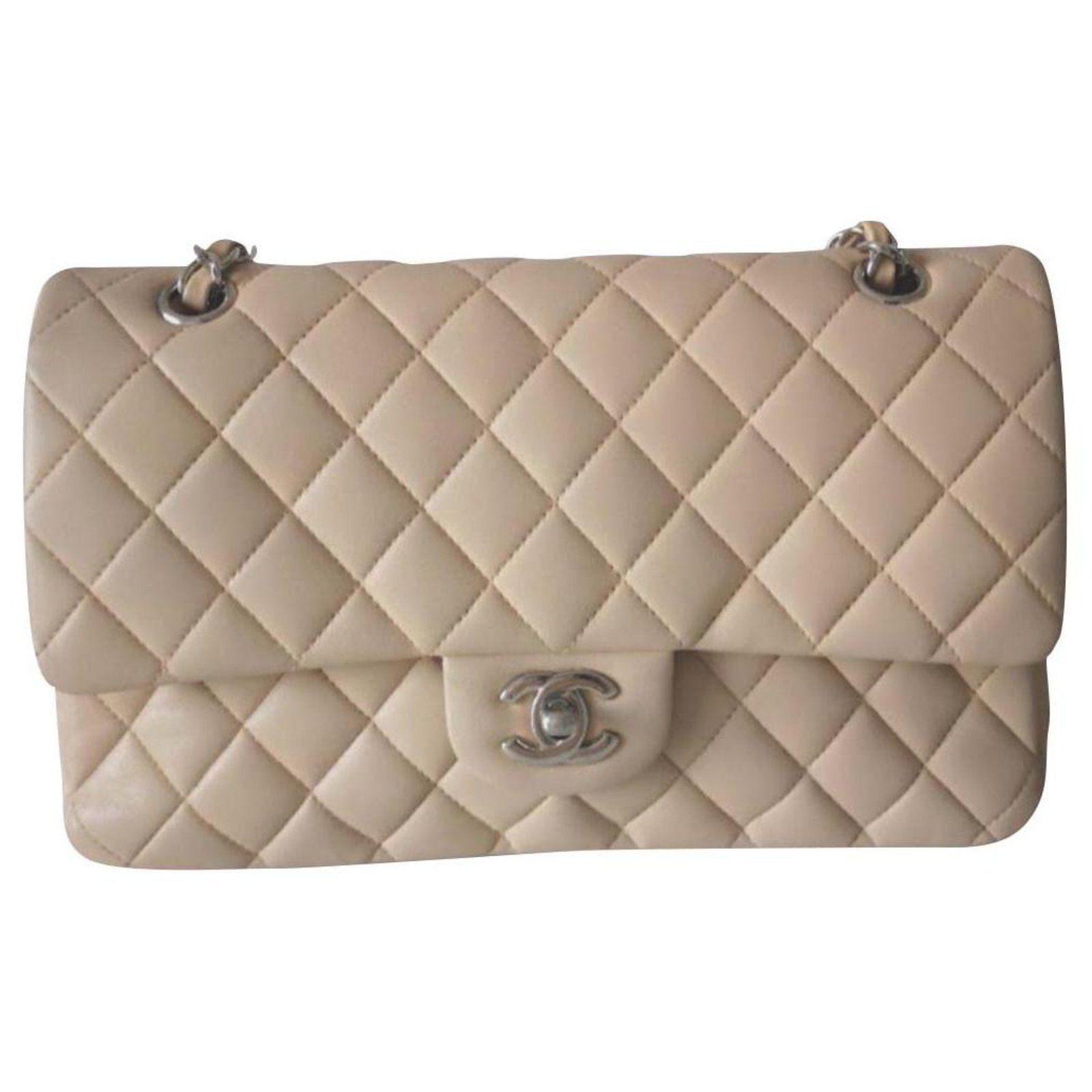 Timeless Chanel beige classic medium flap bag SHW Leather ref.191528 - Joli  Closet