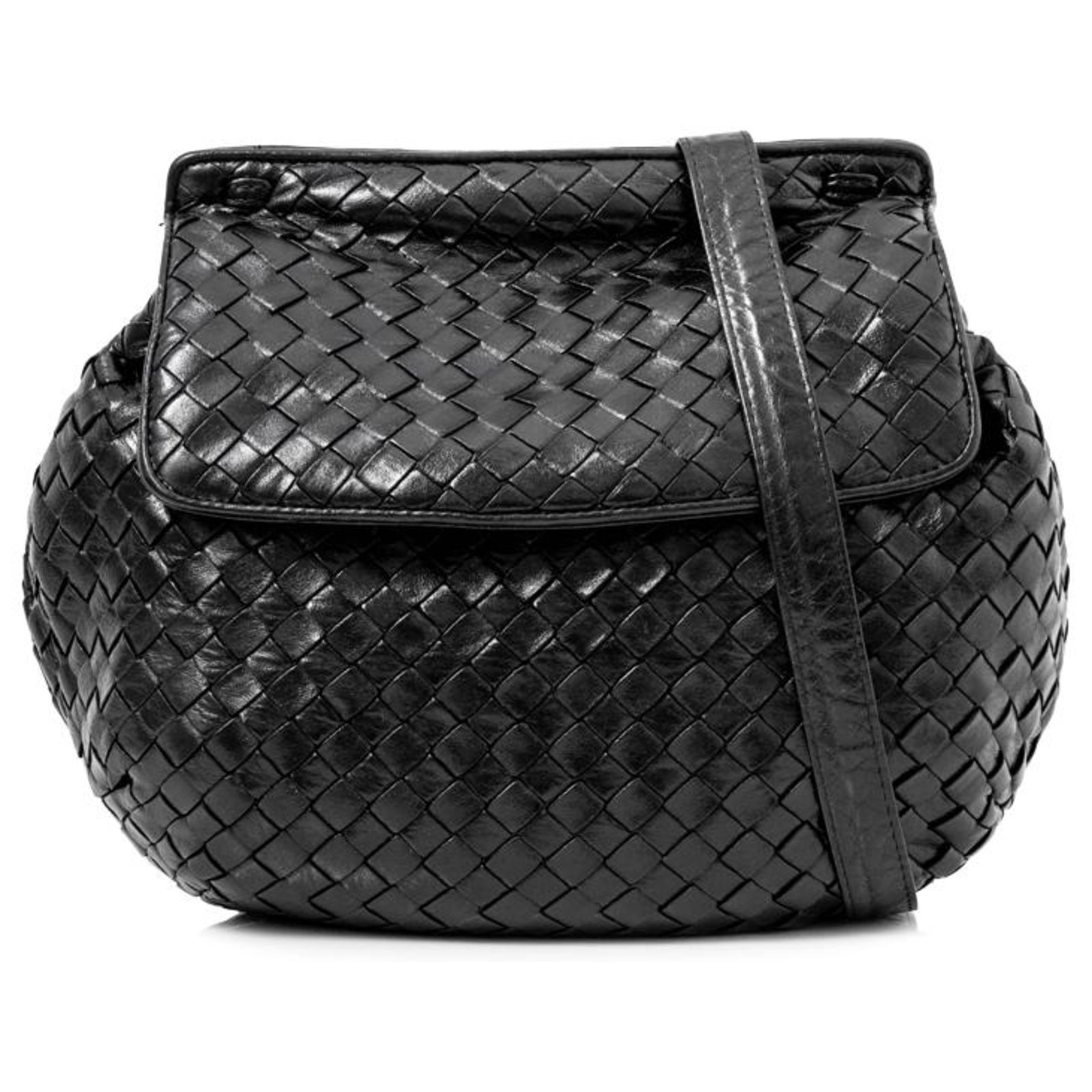 Bottega Veneta Black Intrecciato Crossbody Bag
