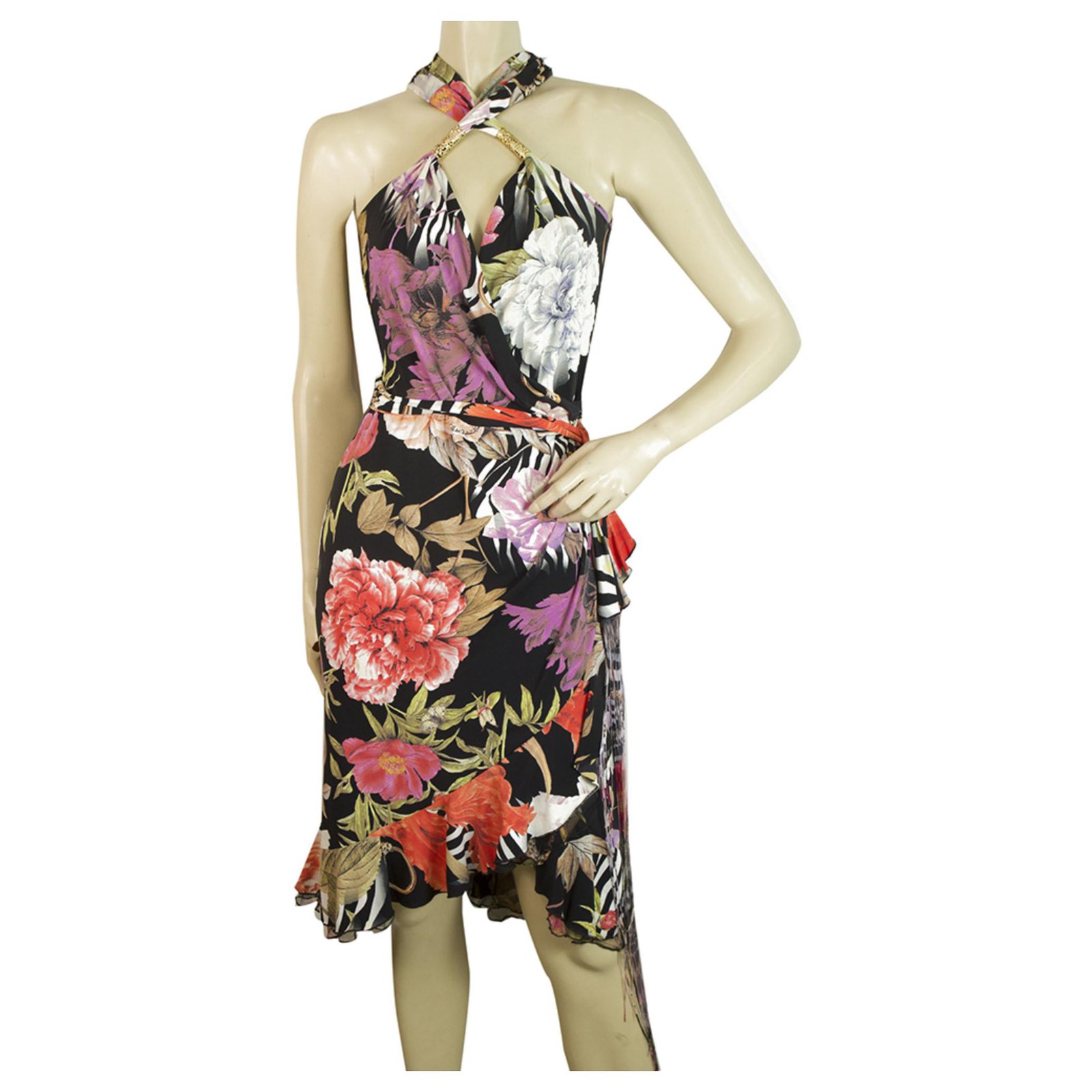 een miljard werk tiener Roberto Cavalli Class Floral Print Wrap Style Mini Length Dress sz 46  Multiple colors Polyamide ref.192086 - Joli Closet