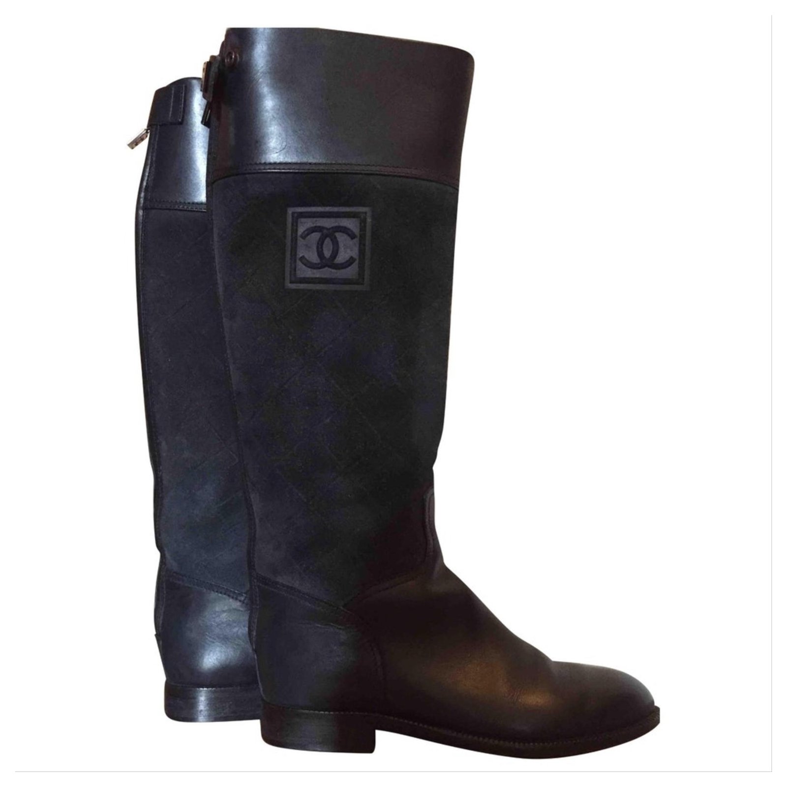 Velvet ankle boots Chanel Blue size 38 EU in Velvet  20657865