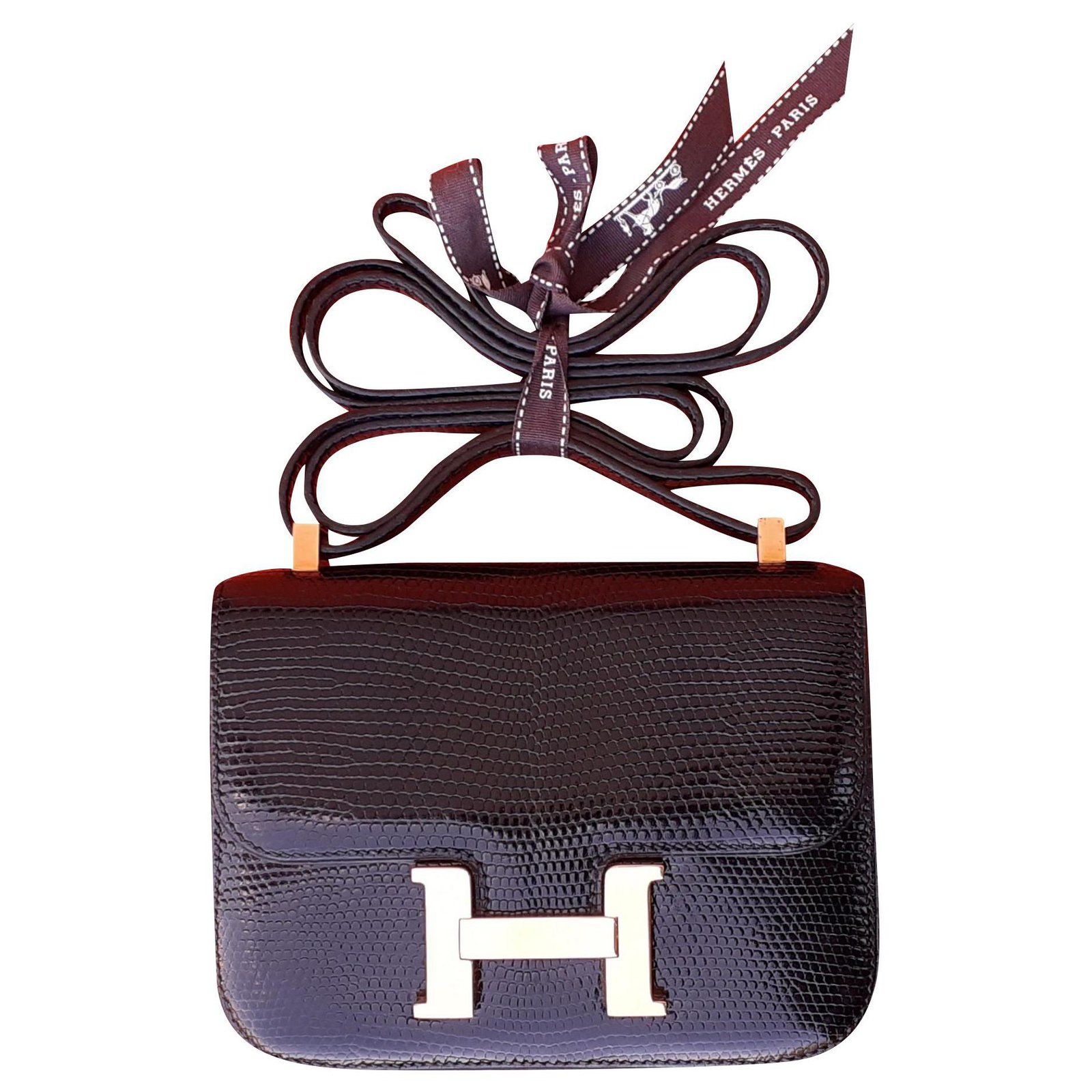 Hermès Micro Constance handbag black lizard Exotic leather ref