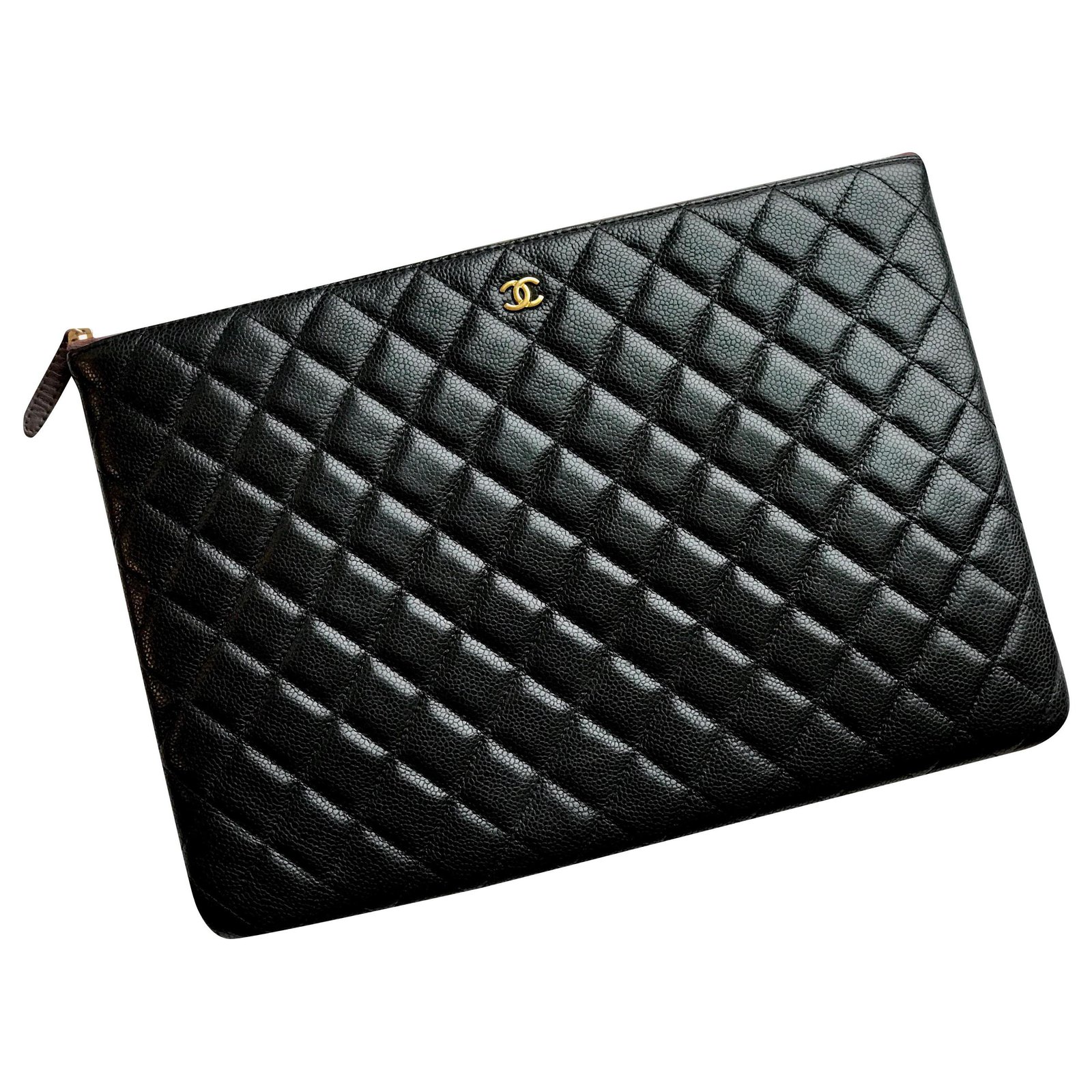 Chanel Medium Quilted Caviar O-Case Pouch - Black Clutches, Handbags -  CHA206572