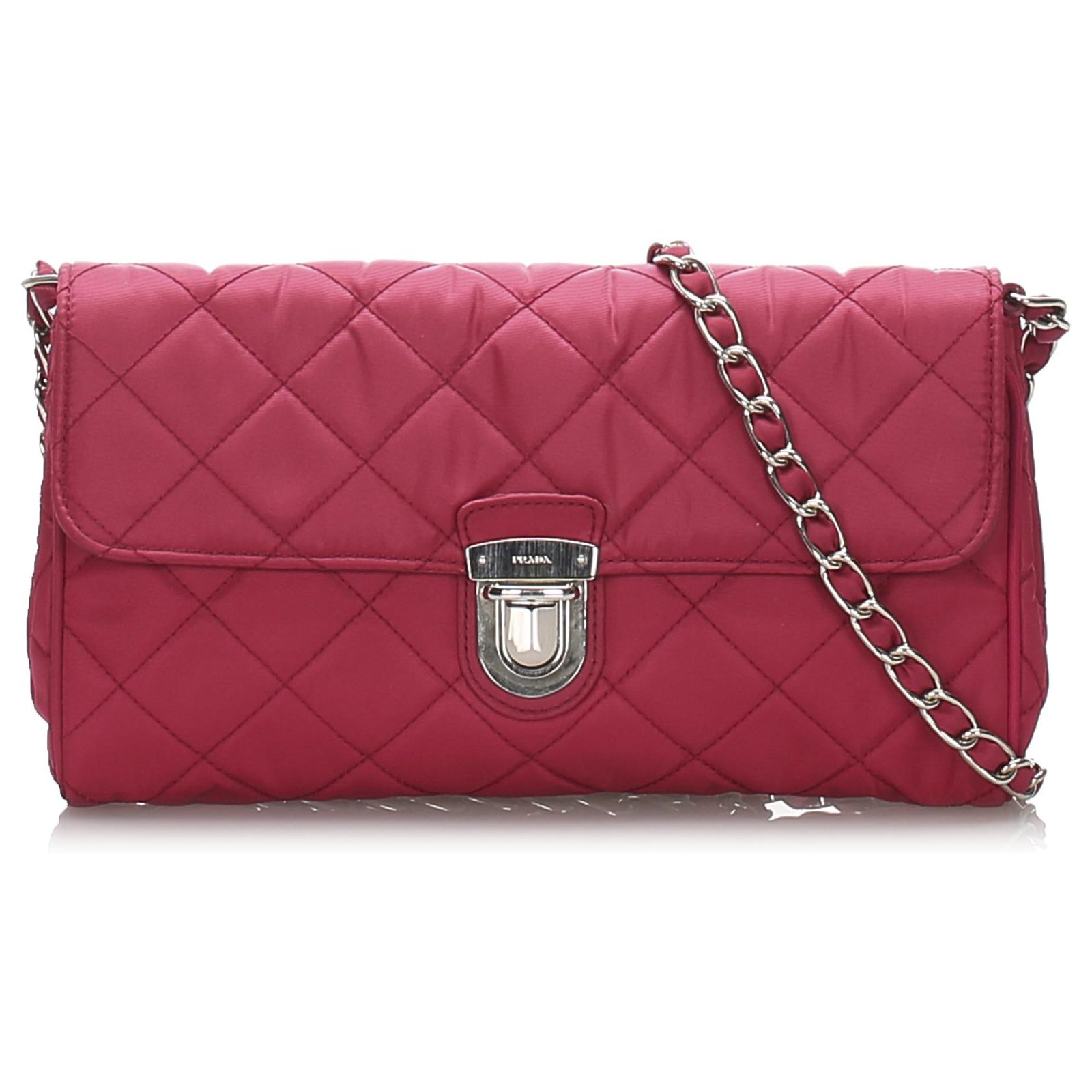 Prada Pink Tessuto Crossbody Bag Leather Pony-style calfskin Nylon