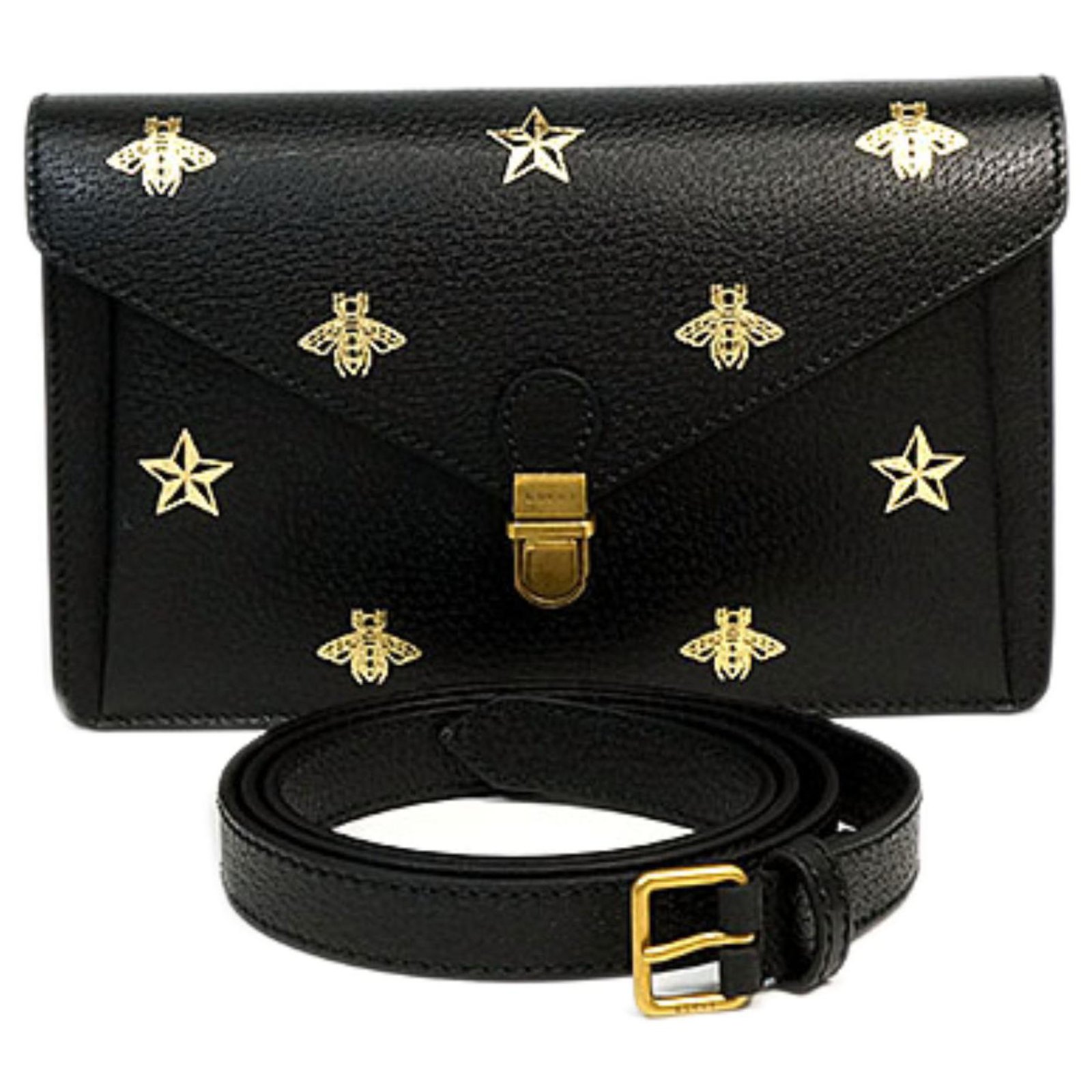 Gucci Black Bee Star Belt Bag