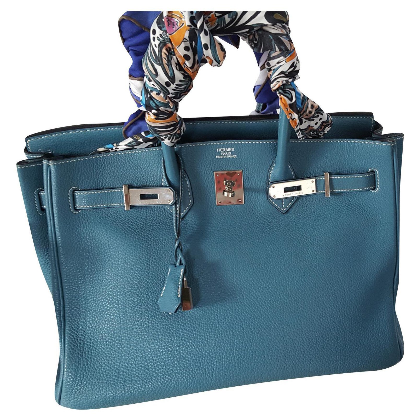 My First Hermes Birkin 35 togo leather in blue jean. A Detailed