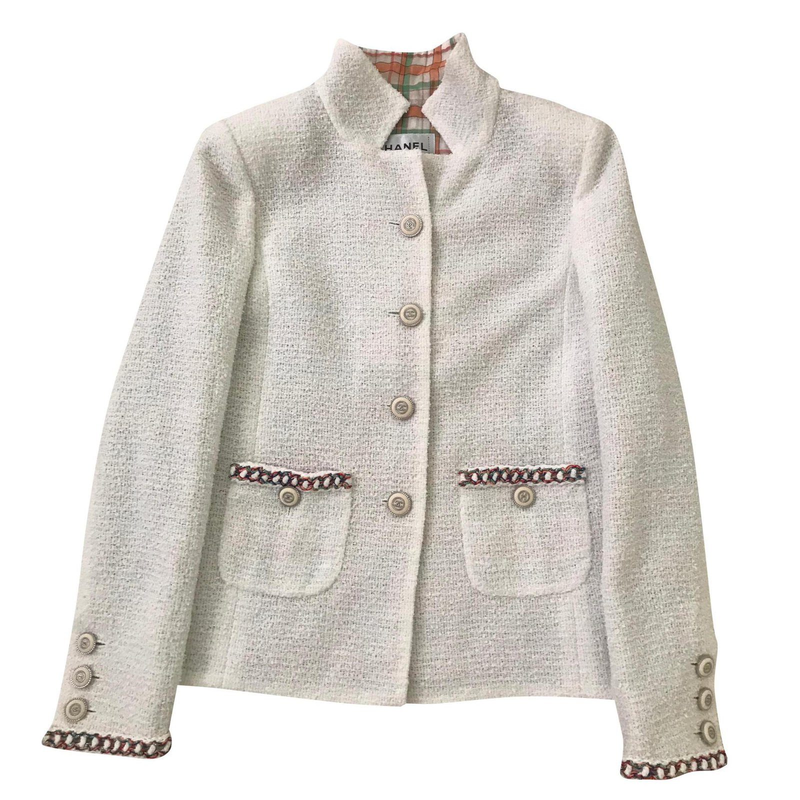 Superb Chanel jacket in white tweed and pearls ref.323516 - Joli Closet