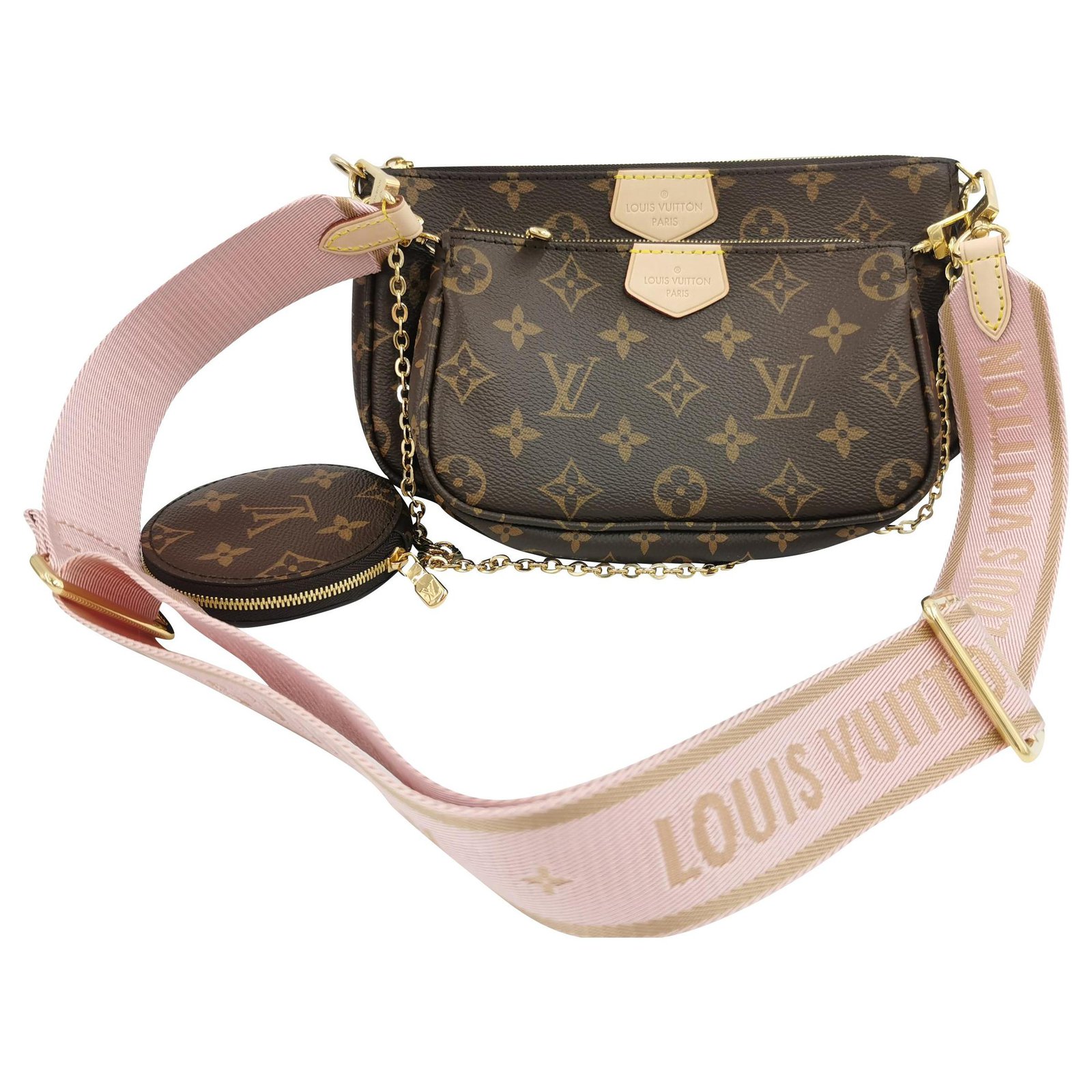 Louis Vuitton Multi pochette accessoires Brown Pink Cloth ref.193421 - Joli  Closet