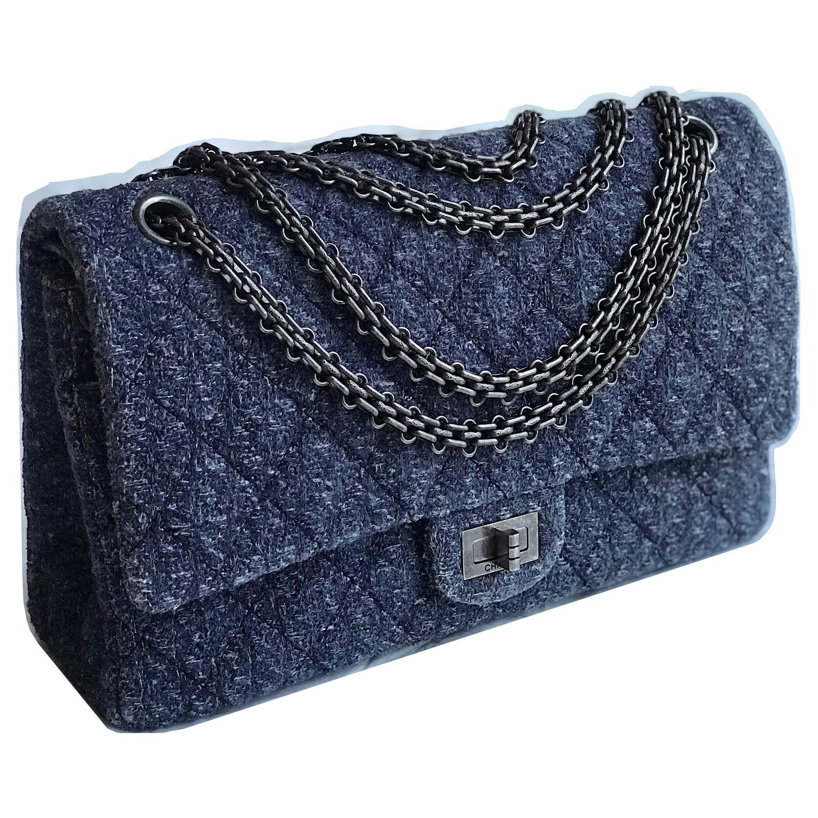 blue chanel tweed bag