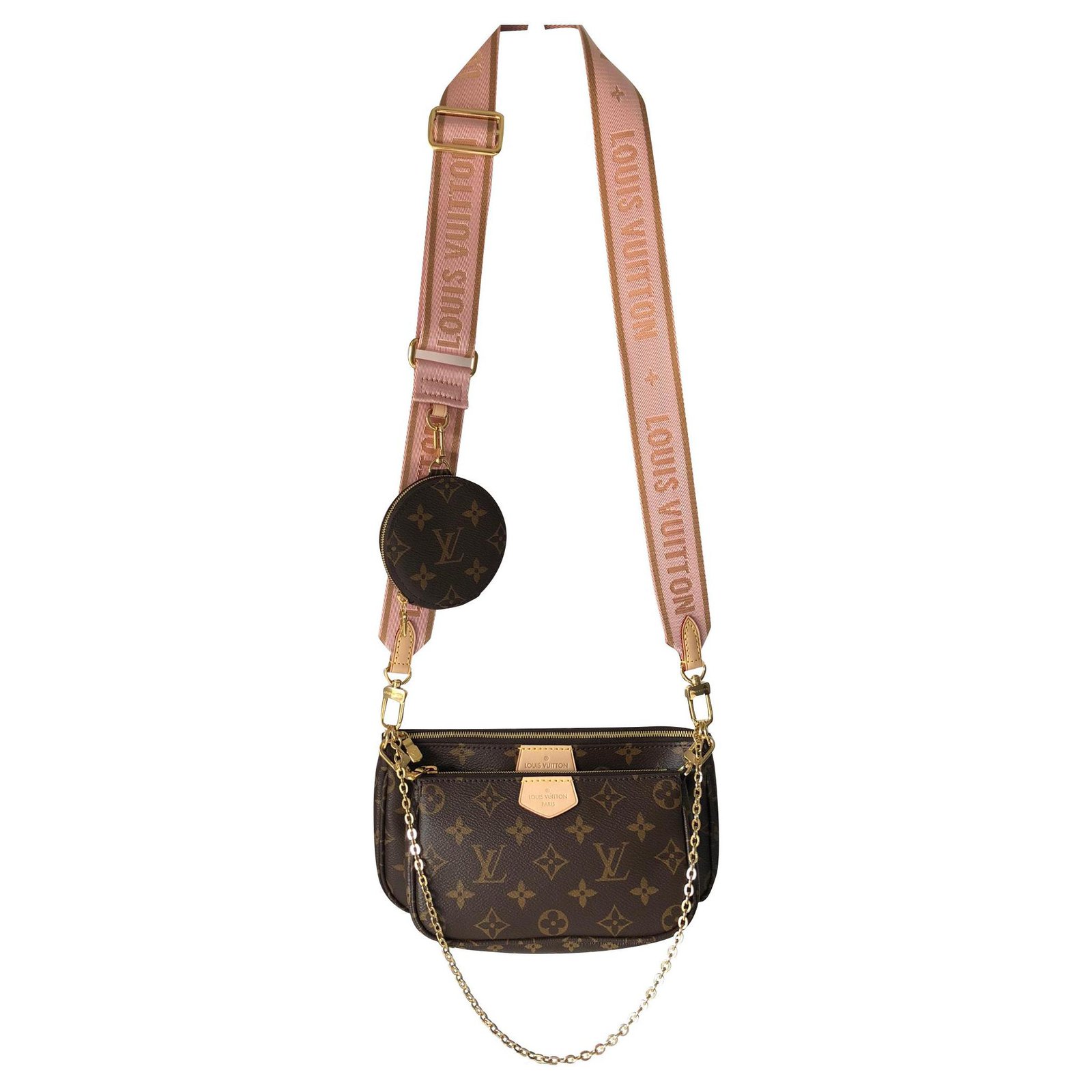 Cloth handbag Louis Vuitton Pink in Cloth - 23486277