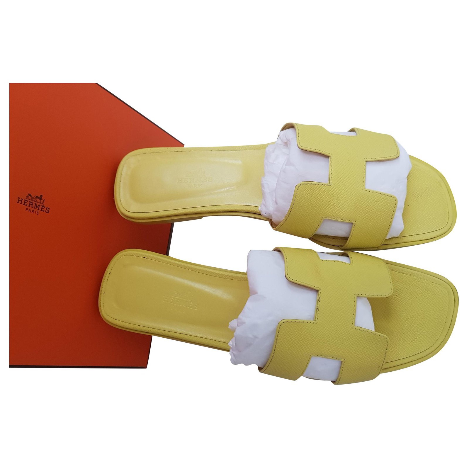 hermes sandals yellow