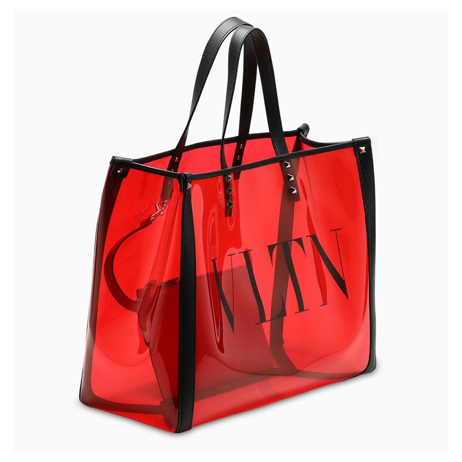 Valentino Garavani Red small VLTN red transparent tote bag