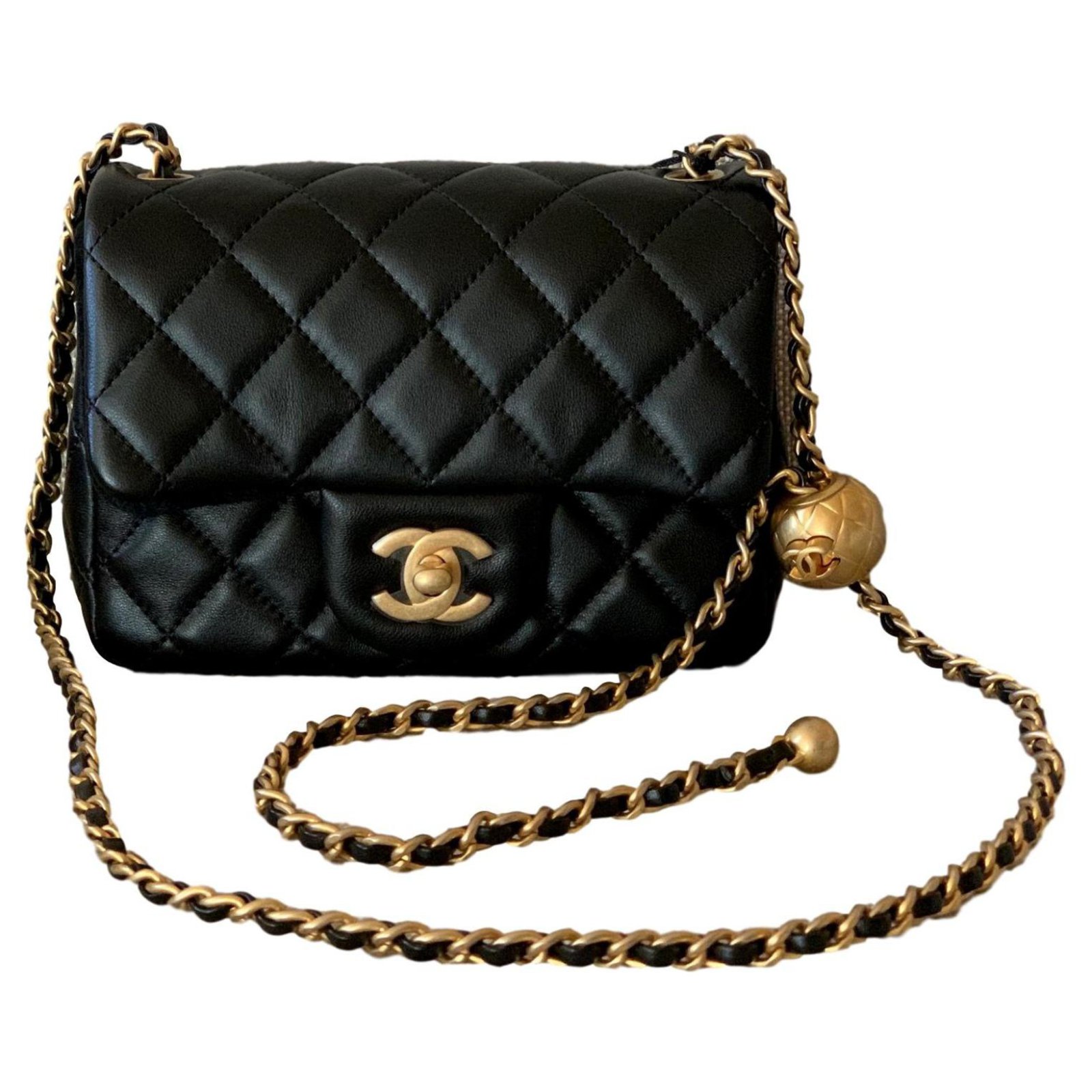 chanel mini flap bag with gold ball