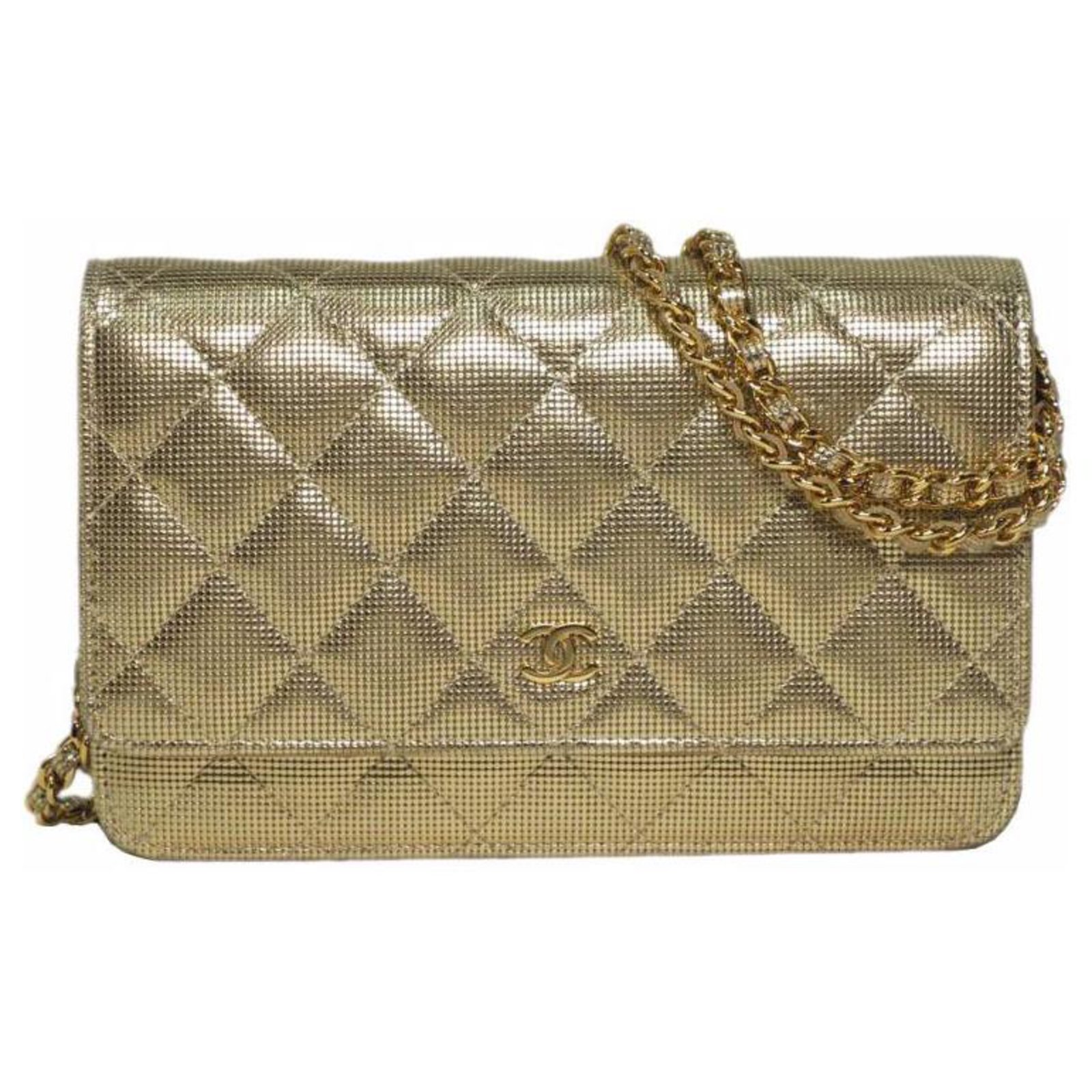 Chanel WOC Wallet on Chain Gold Metallic Pixel Effect Bag Golden Leather   - Joli Closet