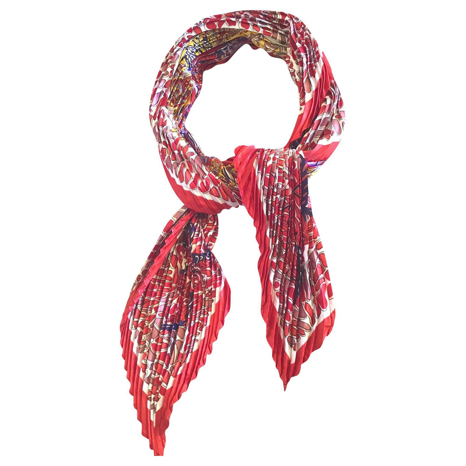 Hermes Plisse Pleated Red/Pink Silk Scarf – Vintage by Misty