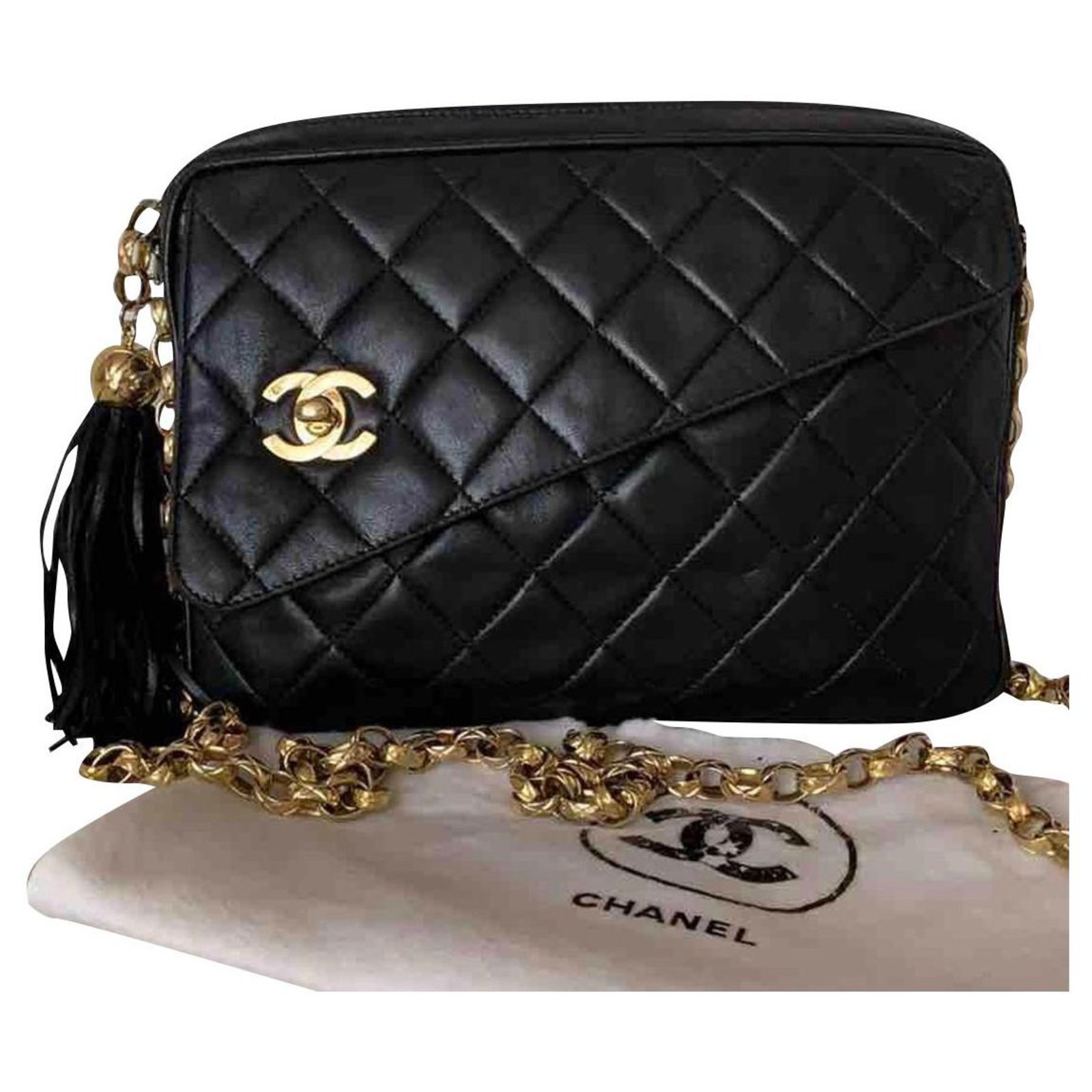 jævnt Vis stedet Håndbog Camera Chanel Handbags Black Lambskin ref.194276 - Joli Closet