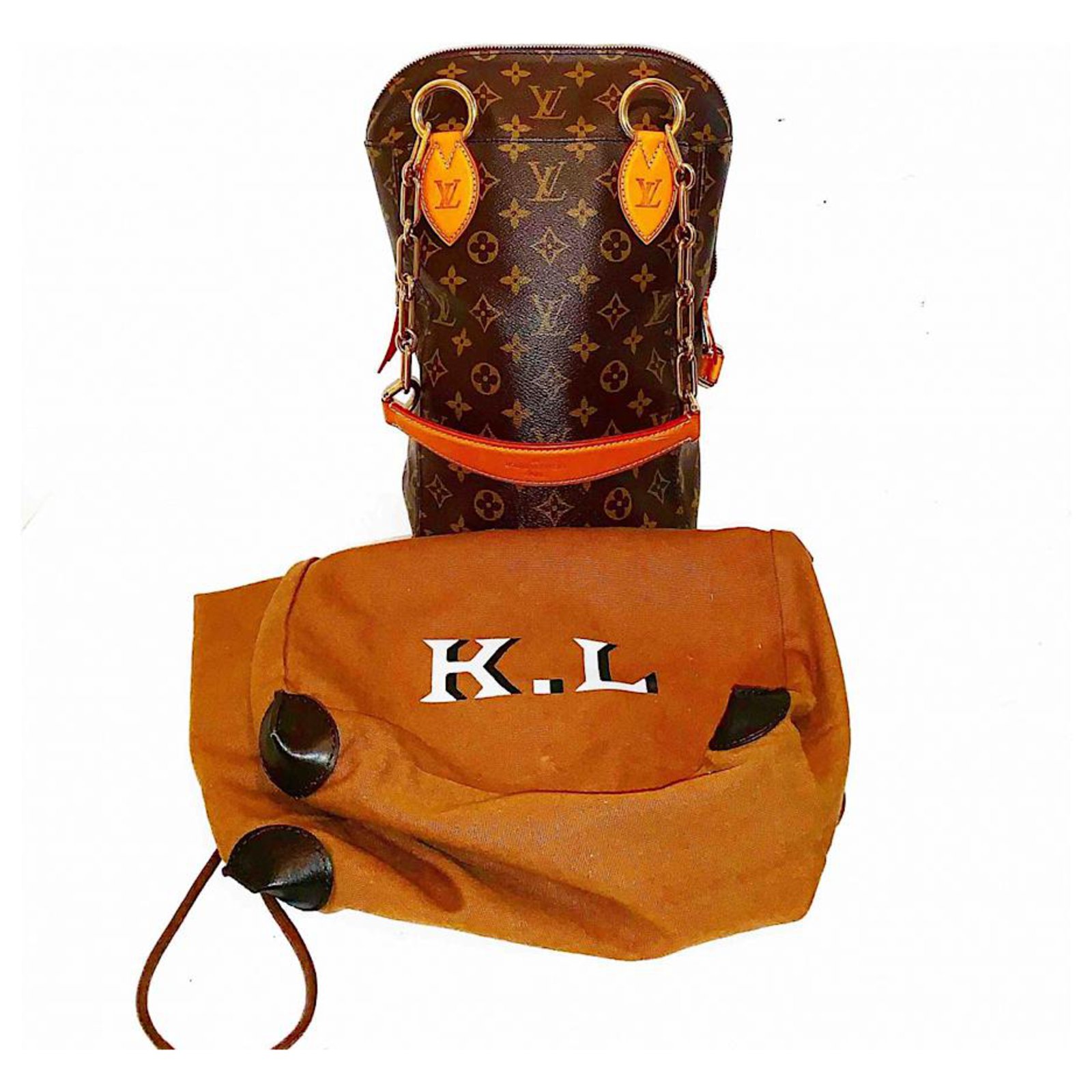 Beverly Louis Vuitton Rare LV x Karl Lagerfeld Baby Punching Chain Tote Bag  Brown Leather Cloth ref.194828 - Joli Closet