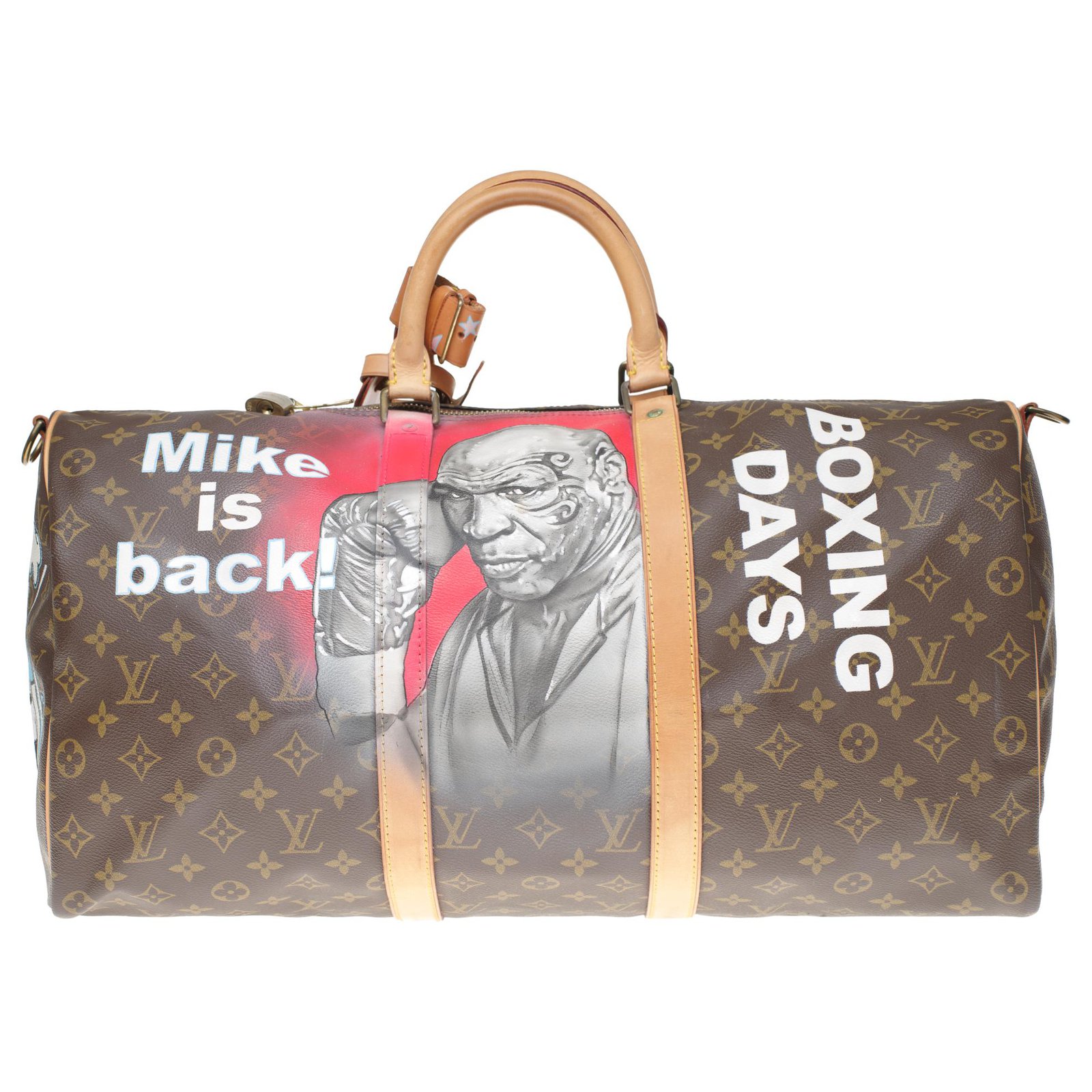 Louis Vuitton Louis Vuitton Keepall Travel Bag 50 shoulder strap in custom monogram canvas &quot;Mike ...
