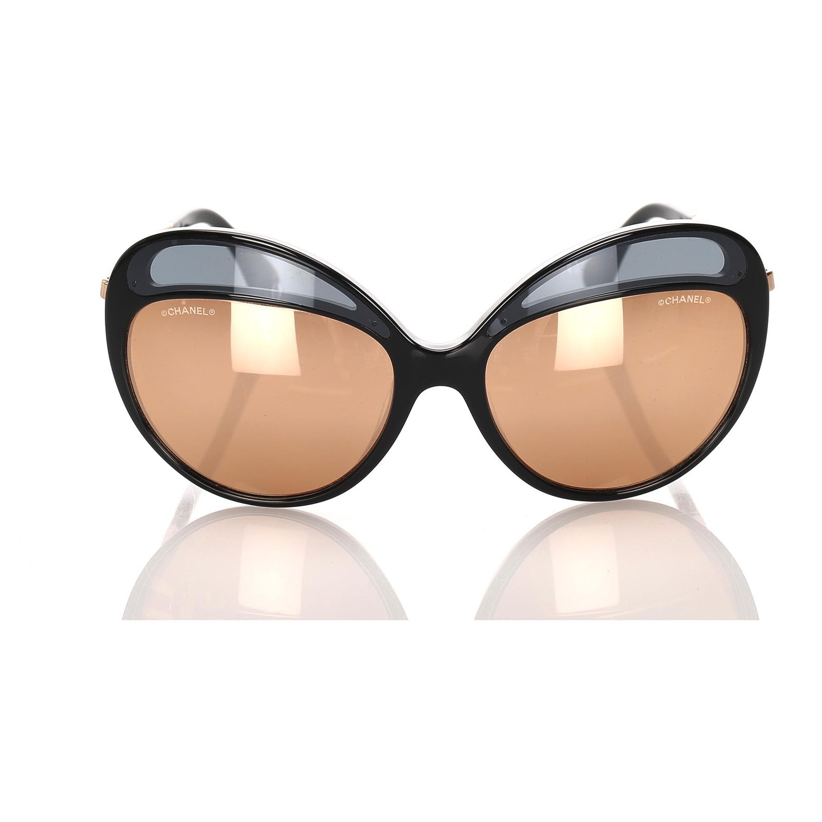 Chanel Pink Round Mirror Sunglasses Black Plastic ref.194951