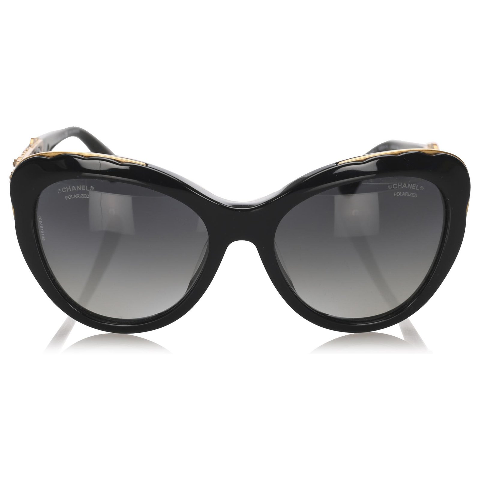 Chanel Black Bijou Cat Eye Tinted Sunglasses