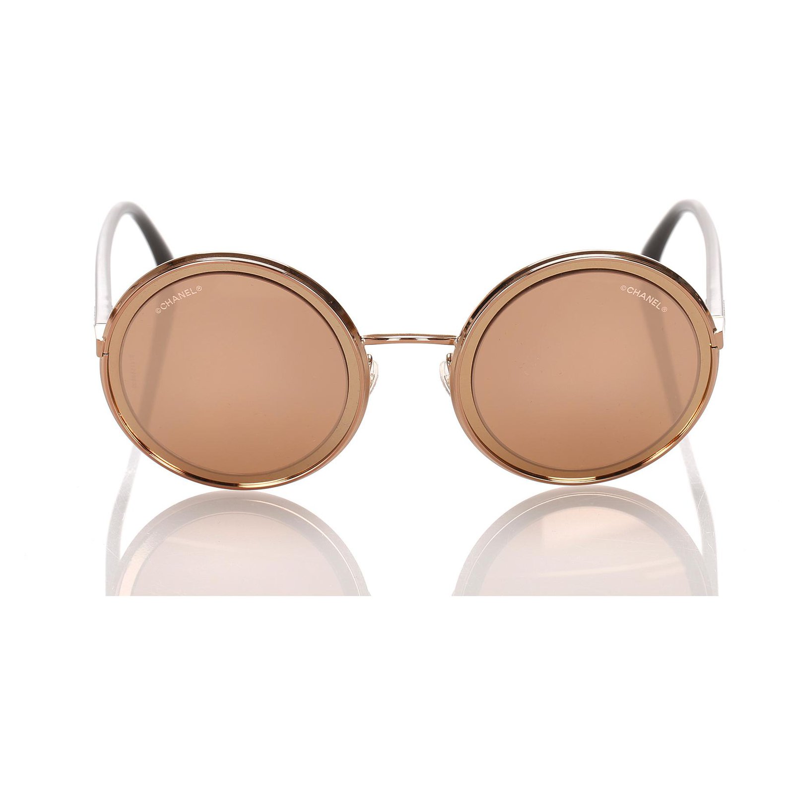 Chanel Gold 18K Round Mirror Sunglasses Pink Golden Metal Plastic  ref.194961 - Joli Closet