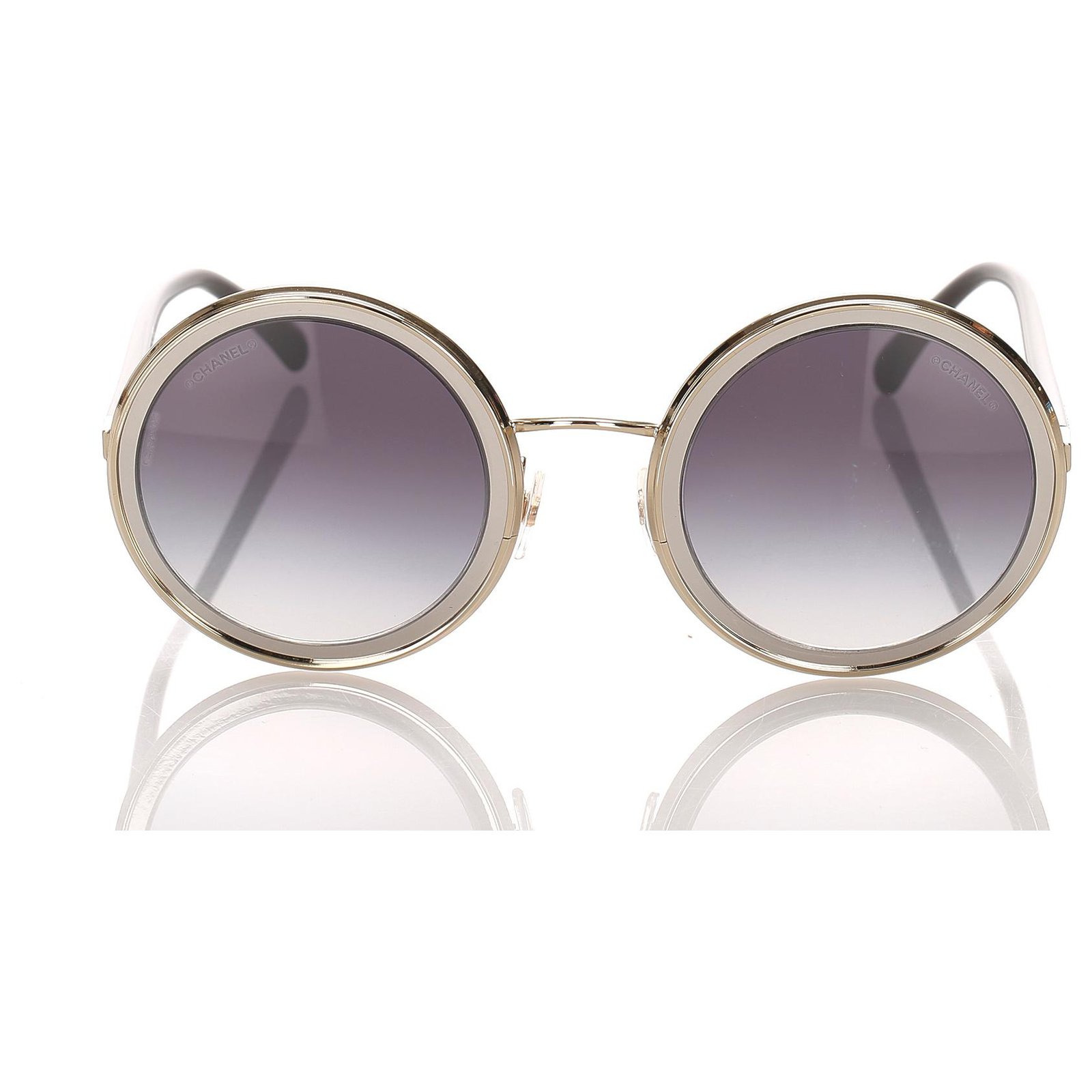 chanel logo round sunglasses