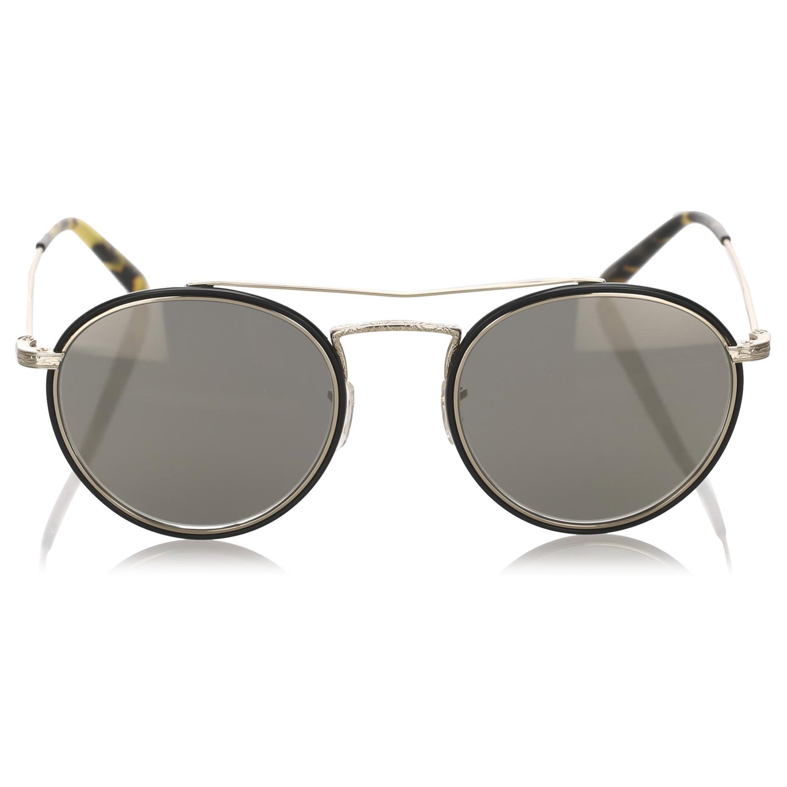 Oliver Peoples Black Ellice Round Tinted Sunglasses Golden Metal   - Joli Closet