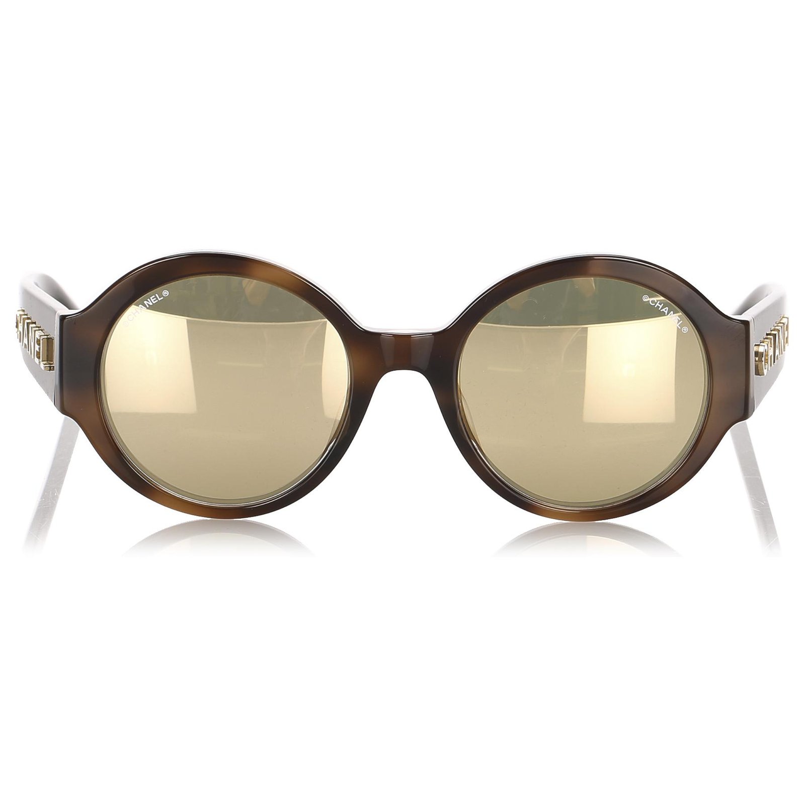 Chanel Brown Round Mirror Sunglasses