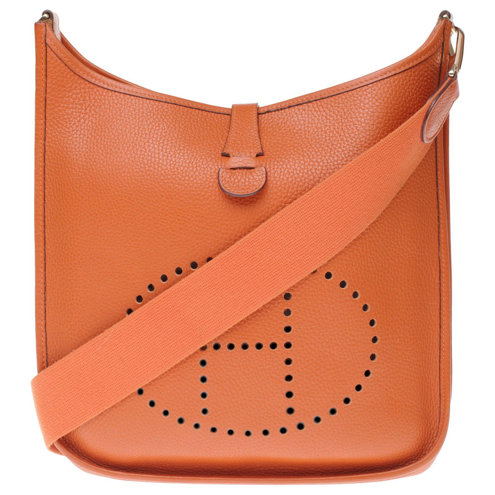 Hermès Evelyne GM Tasche (Großes Modell) Orangefarbenes Togo-Leder