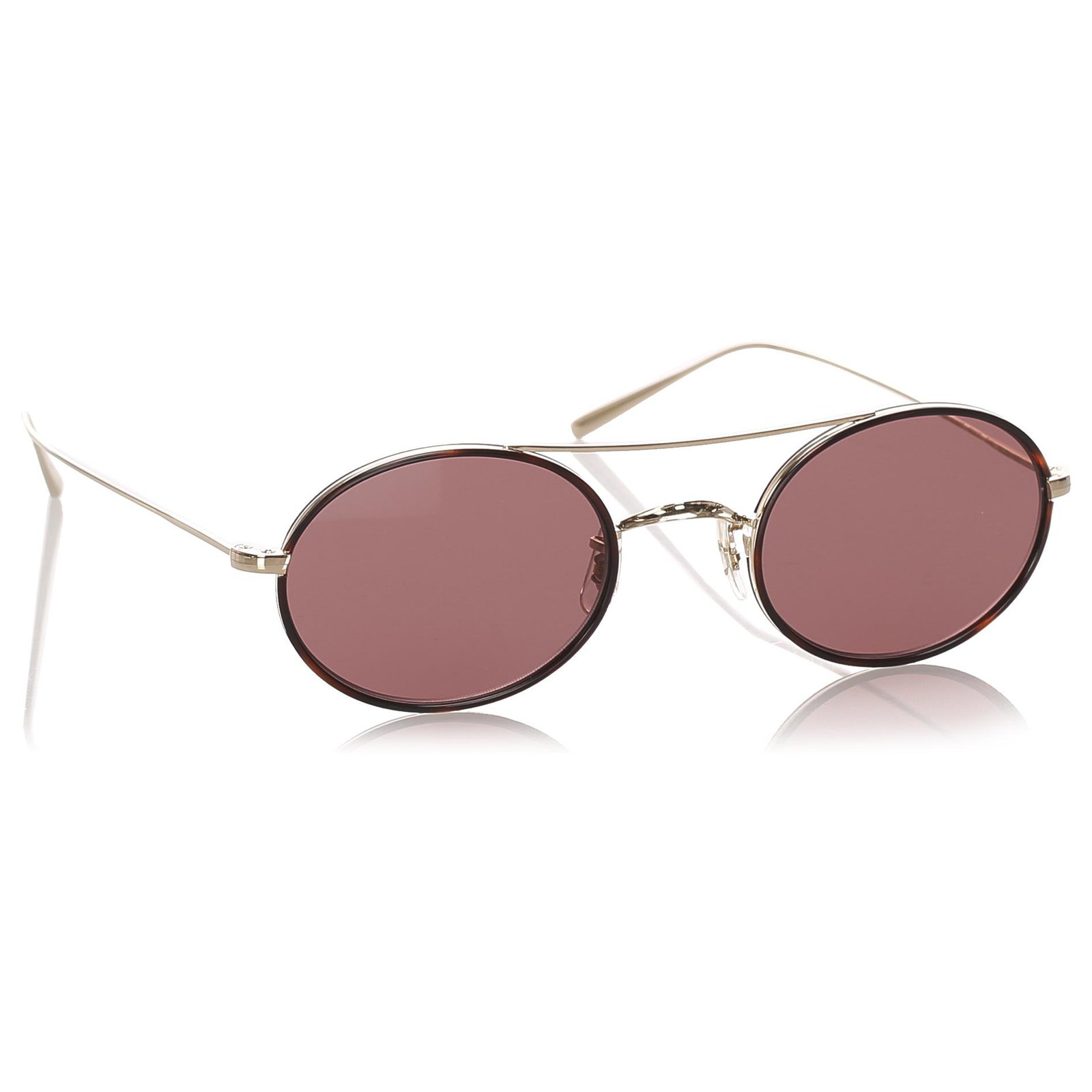 Oliver Peoples Brown Shai Round Tinted Sunglasses Golden Metal  -  Joli Closet