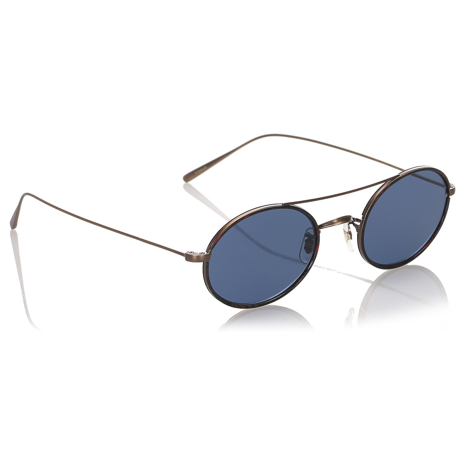 Oliver Peoples Blue Shai Round Tinted Sunglasses Métal Bleu Doré   - Joli Closet