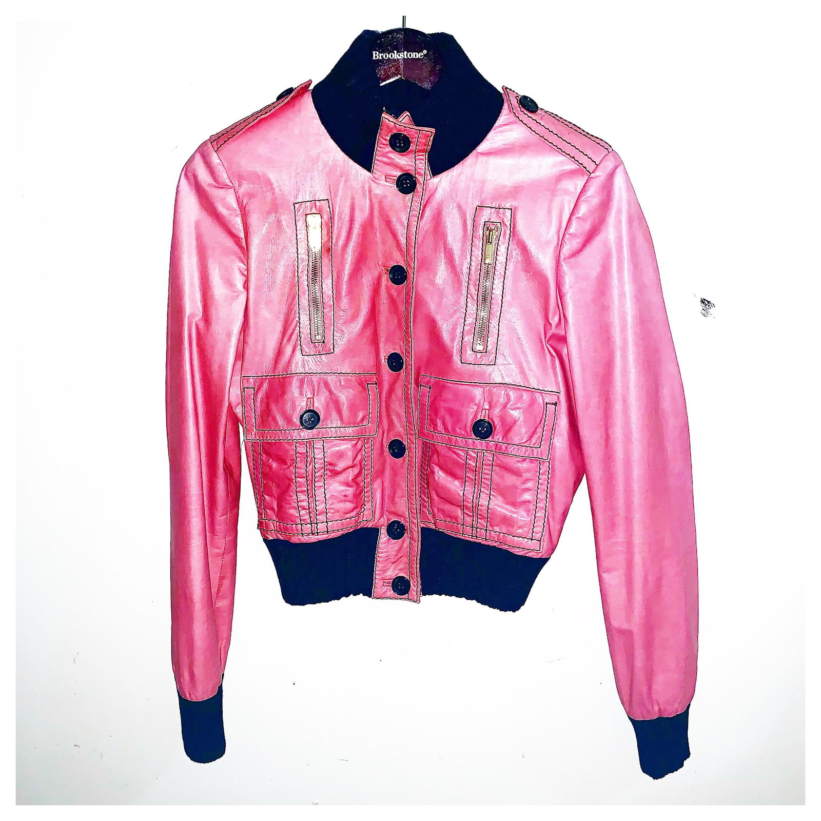 Gucci Giacca da motociclista vintage rosa Tom Ford Madonna Pelle ref.195762  - Joli Closet