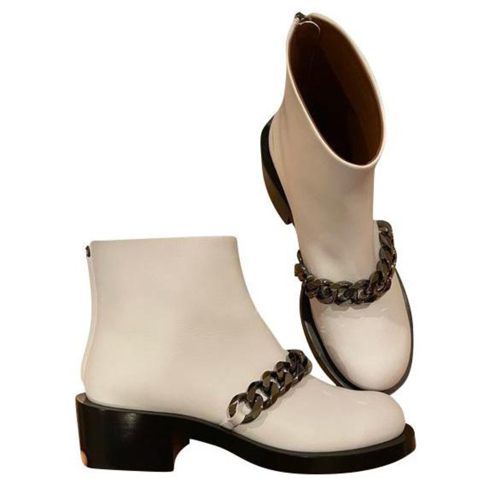 Givenchy iconic chain boots White Leather  - Joli Closet