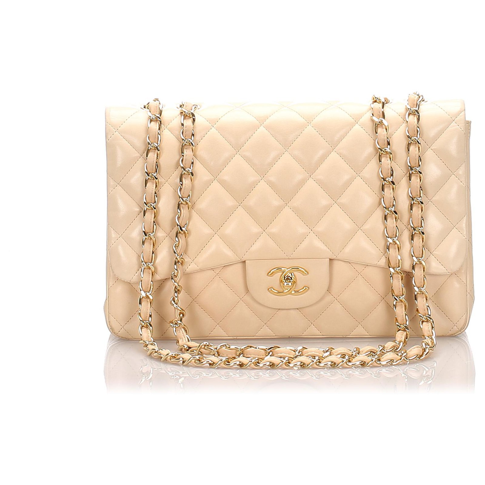 Chanel Brown Jumbo Classic Single Flap Bag Beige Leather ref.196002 - Joli  Closet