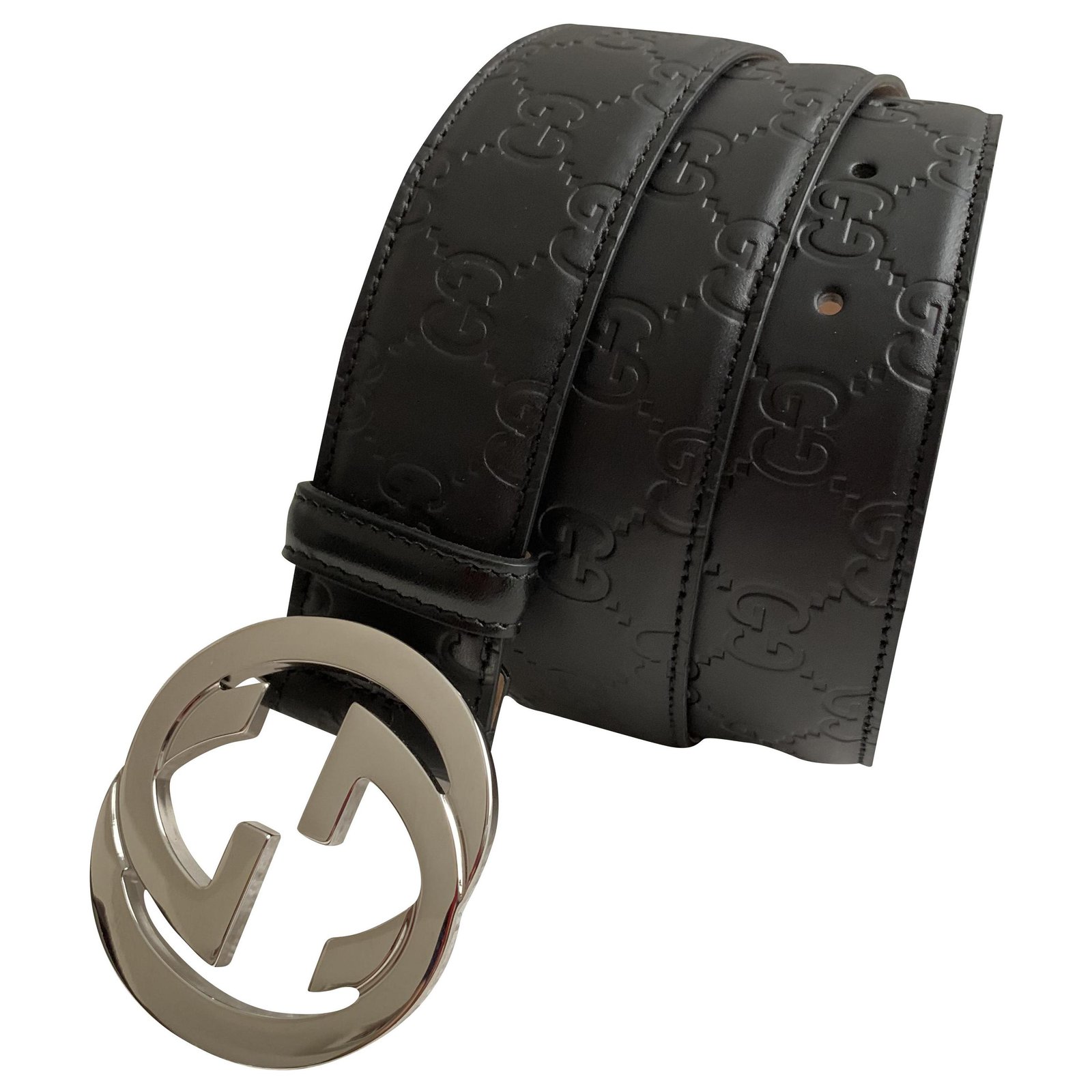 gucci signature leather belt black