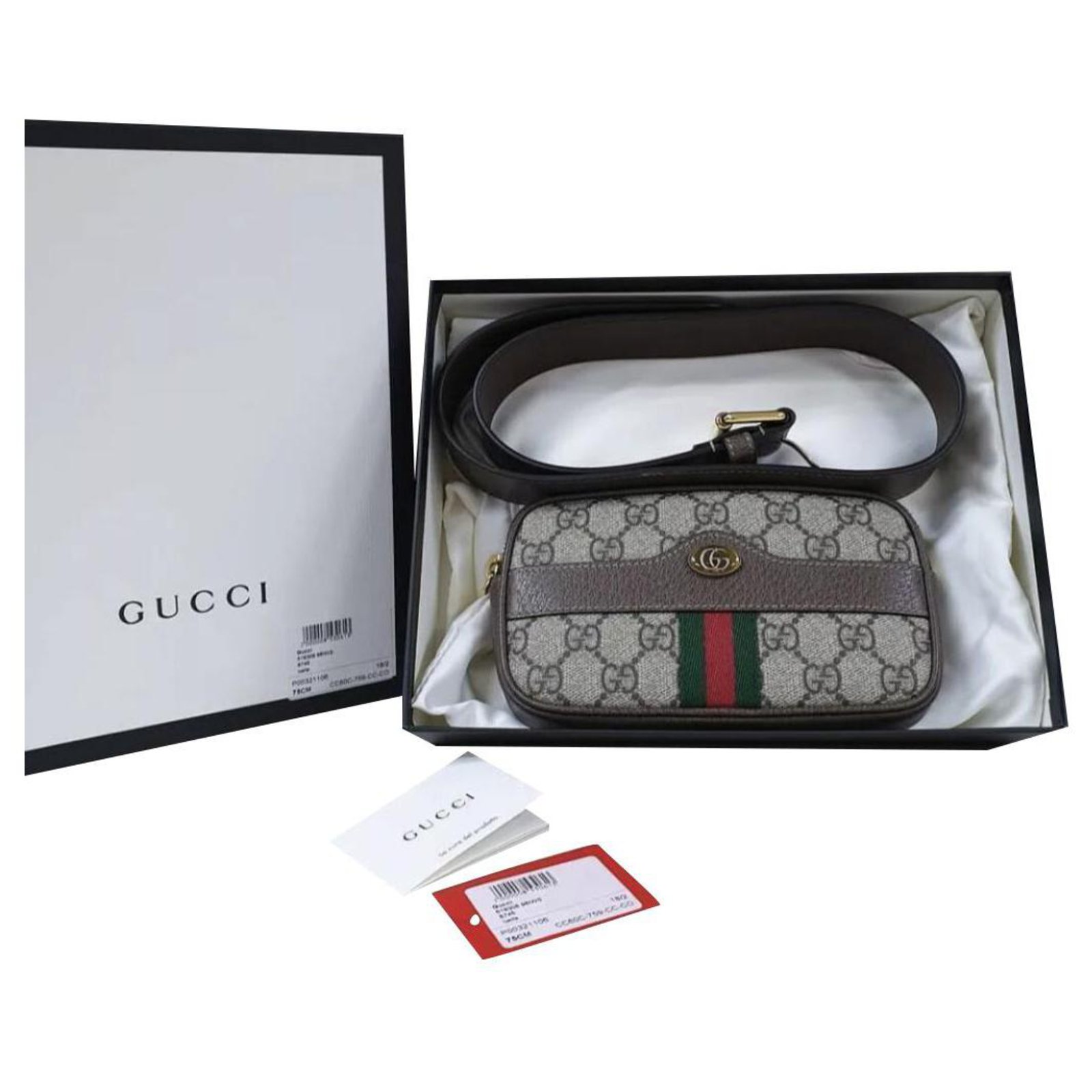New Gucci Ophidia GG Supreme Canvas Belt Bag Size 75cm