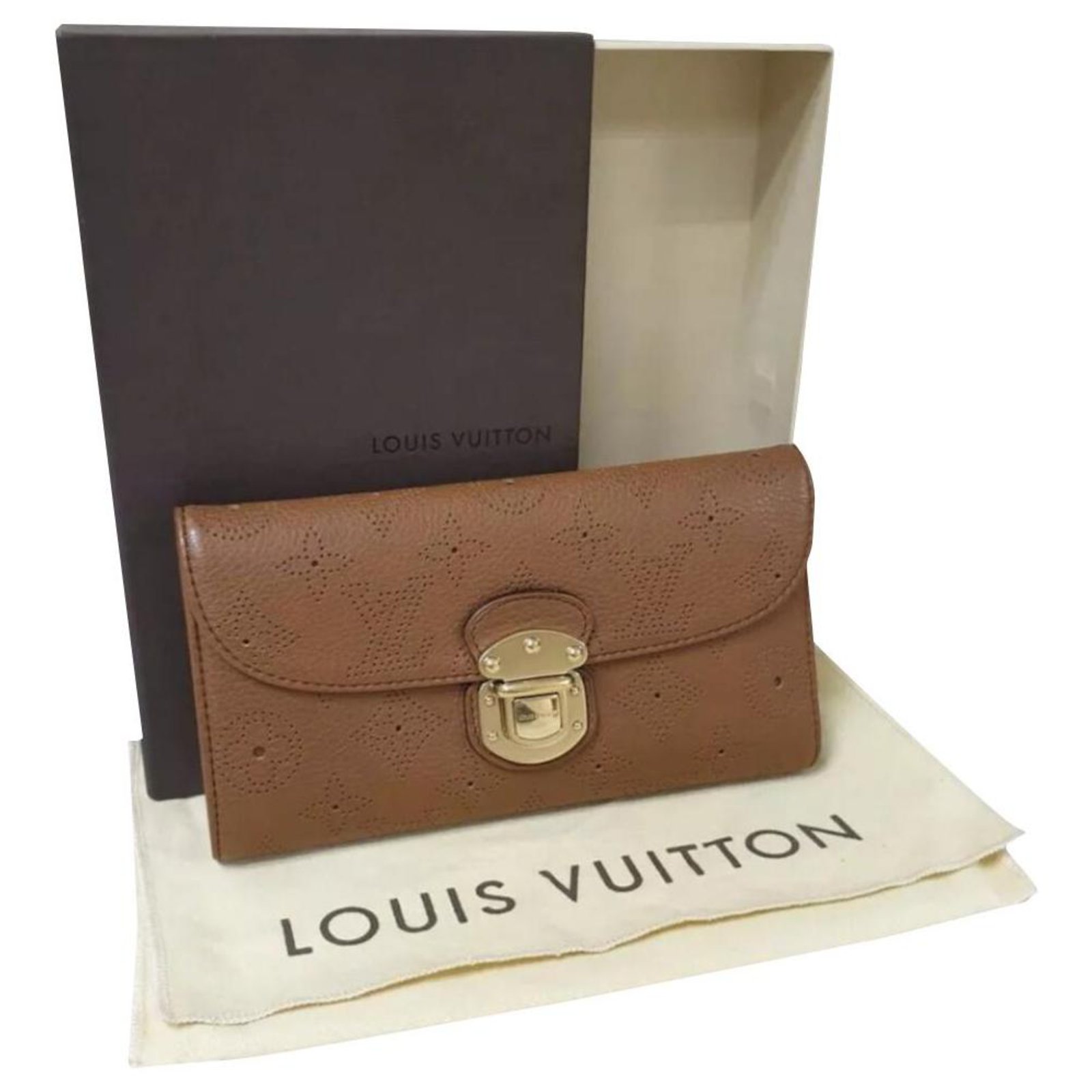 Nwb Louis Vuitton Leather Logo Wallet Brown Ref 196785 Joli Closet