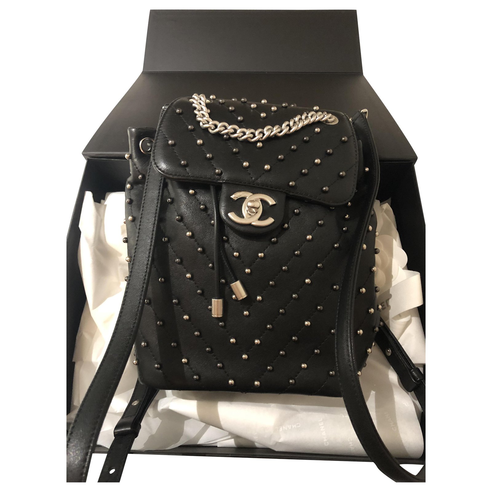 backpack purse chanel backpack black