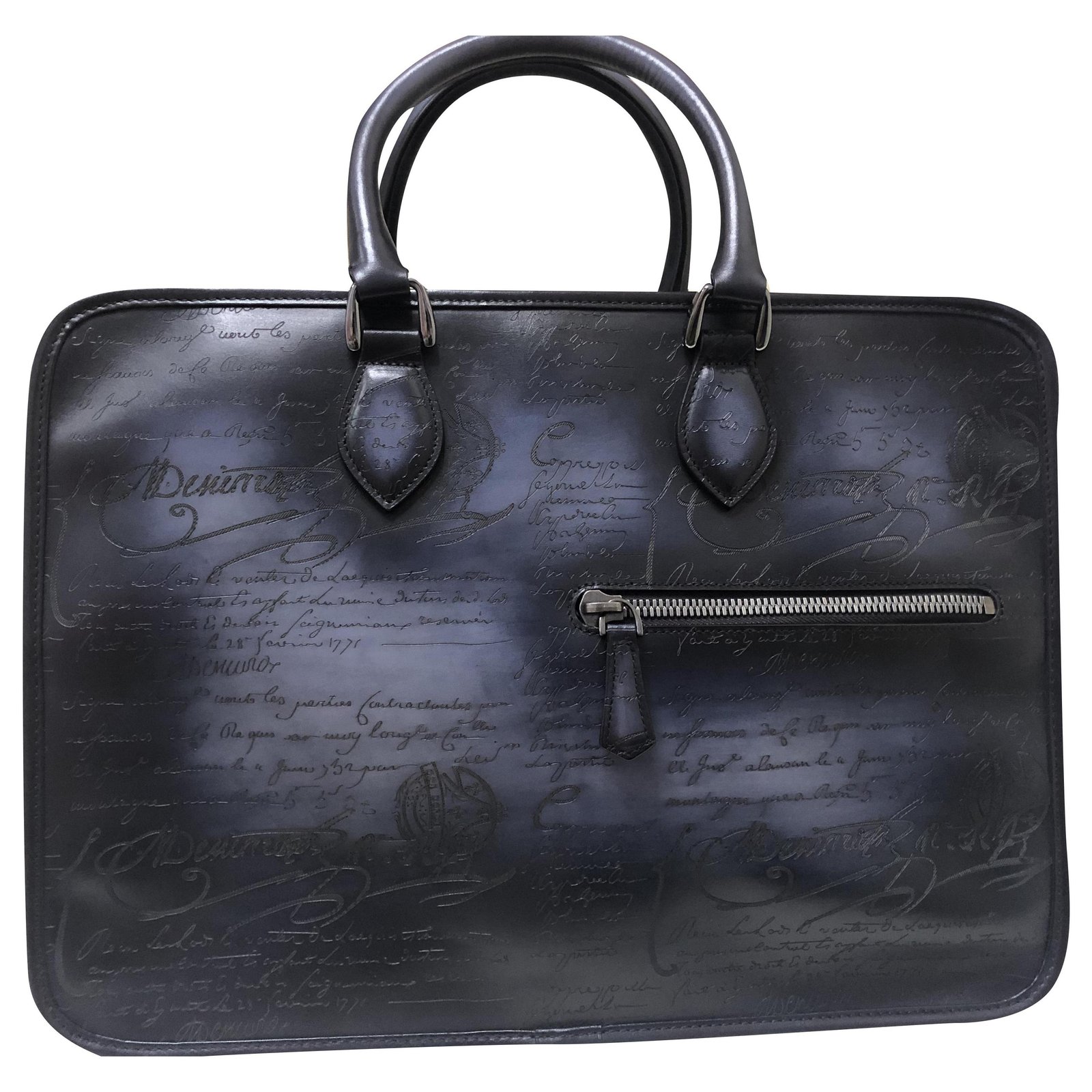 Berluti Venezia Leather Navy Blue Deux Jour Briefcase ref.197151 - Joli ...