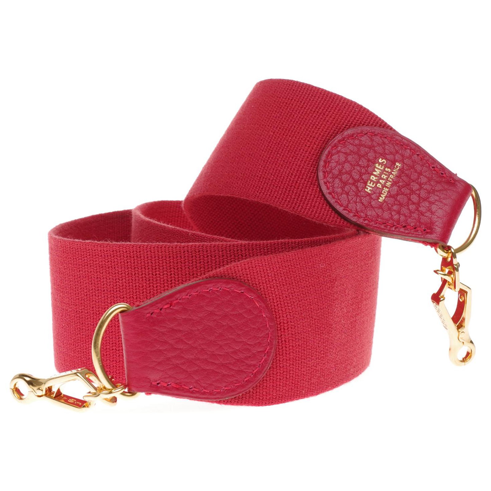 Hermès sport model shoulder strap in red canvas and leather, gold metal  hardware for Hermès bags Cloth ref.197313 - Joli Closet