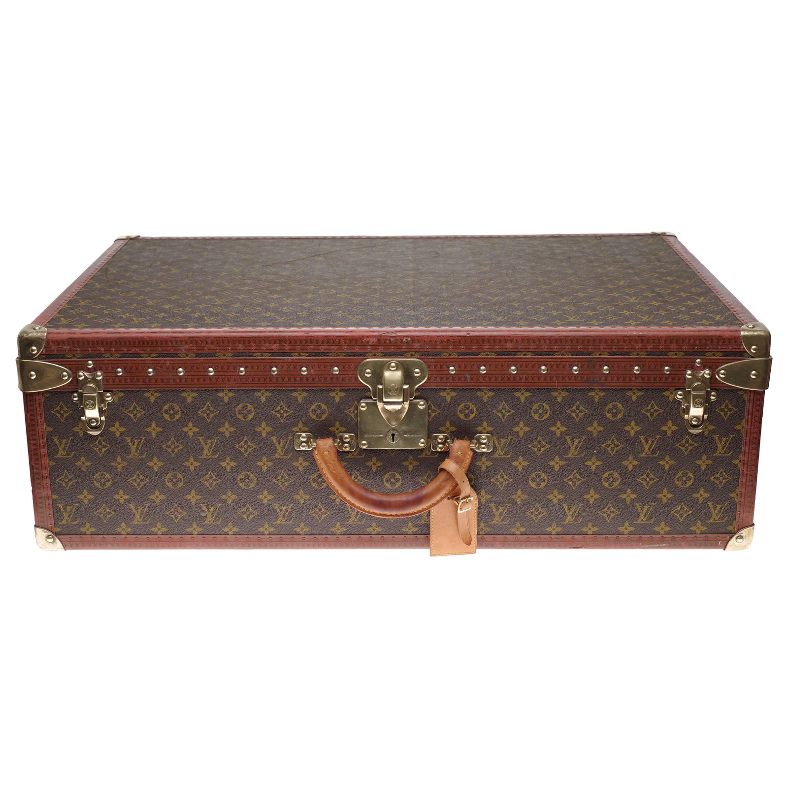 Louis Vuitton 1980's vintage suitcase Brown Leather Cloth ref