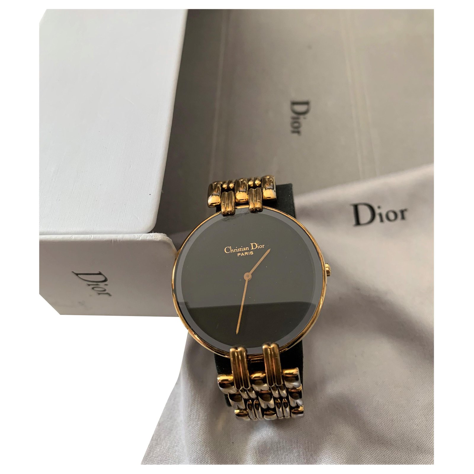 Preowned Christian Dior Christal Chronograph Quartz Diamond White Dial Ladies  Watch CD114370